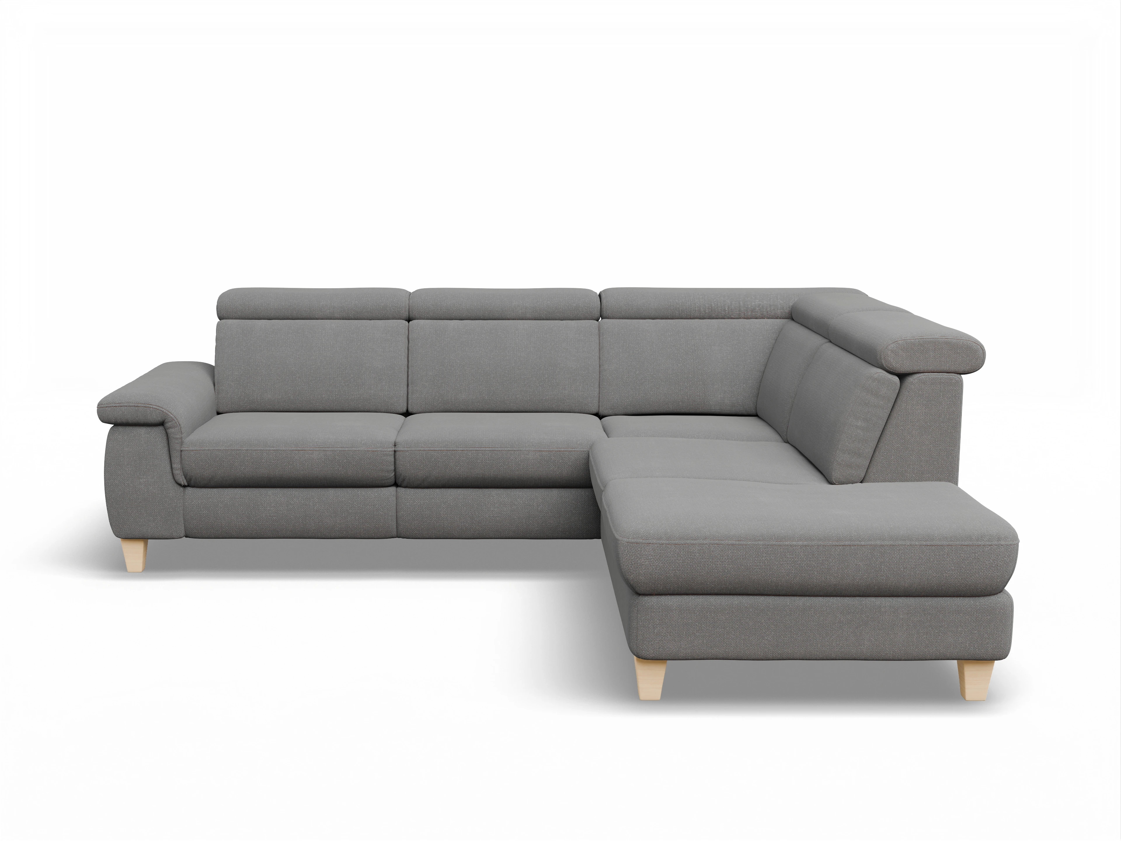 Ansicht des Produktes München Ecksofa rechts Abschluss offen in Stoff Grau
