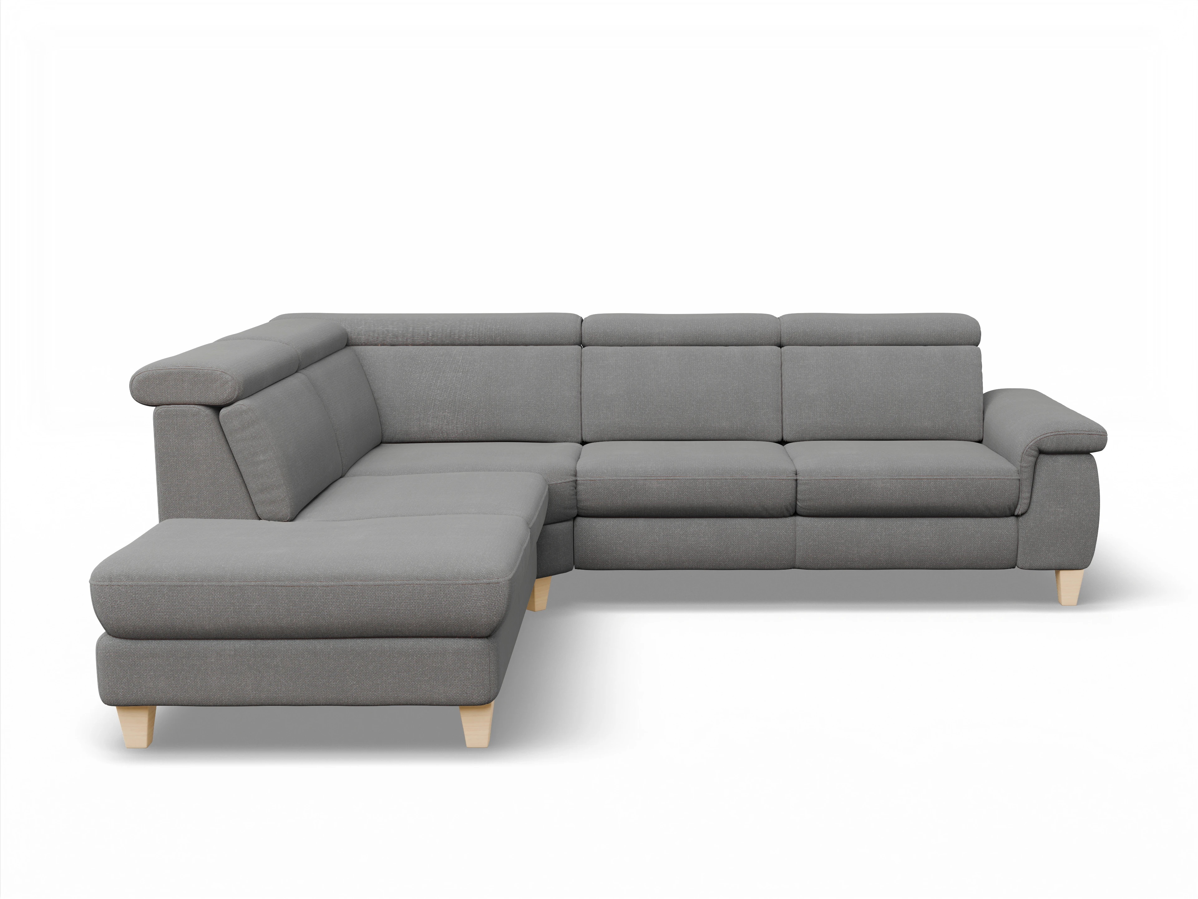 Ansicht des Produktes München Ecksofa links Abschluss offen in Stoff Grau