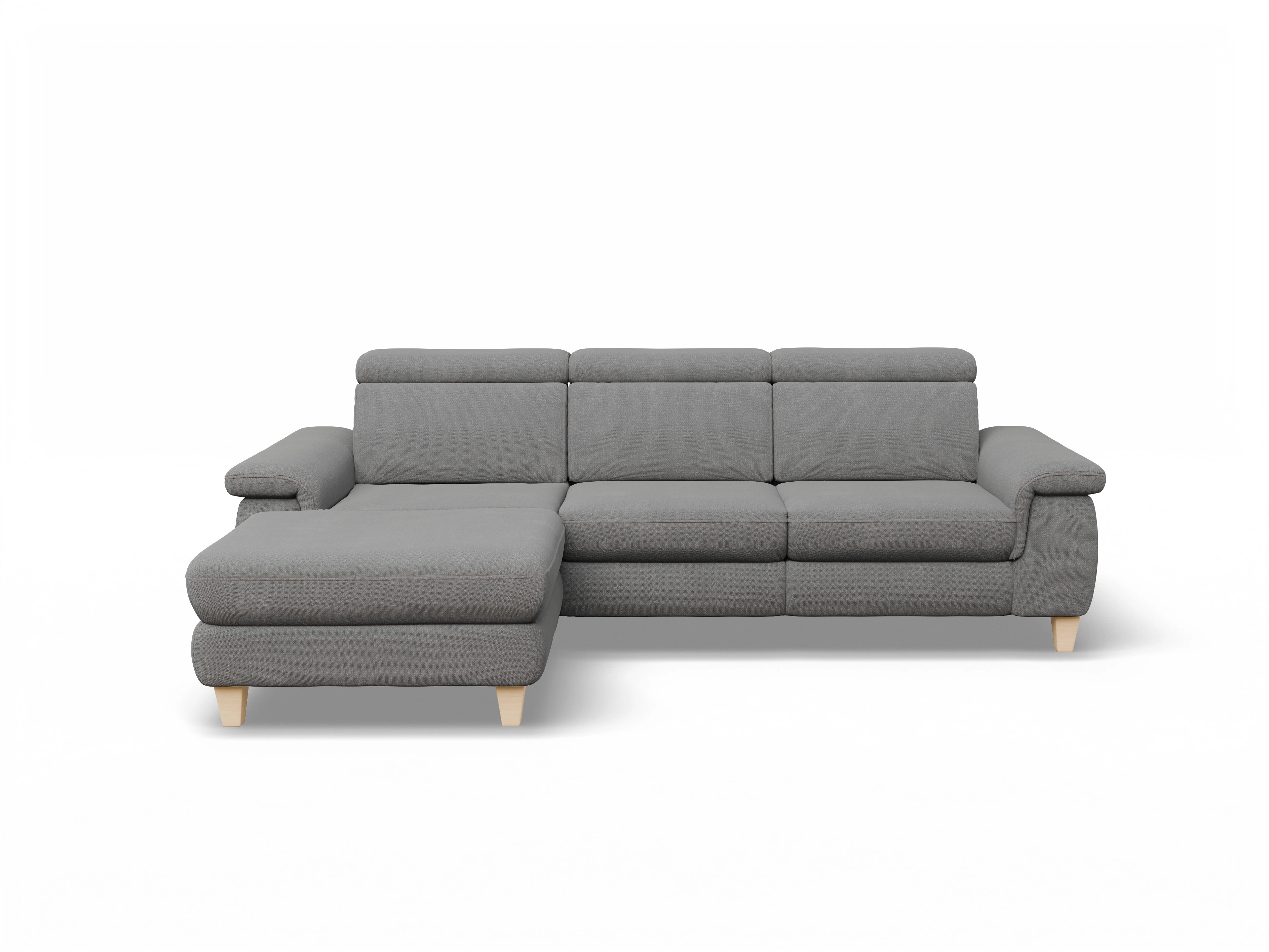 Ansicht des Produktes München Ecksofa links Abschluss offen in Stoff Grau