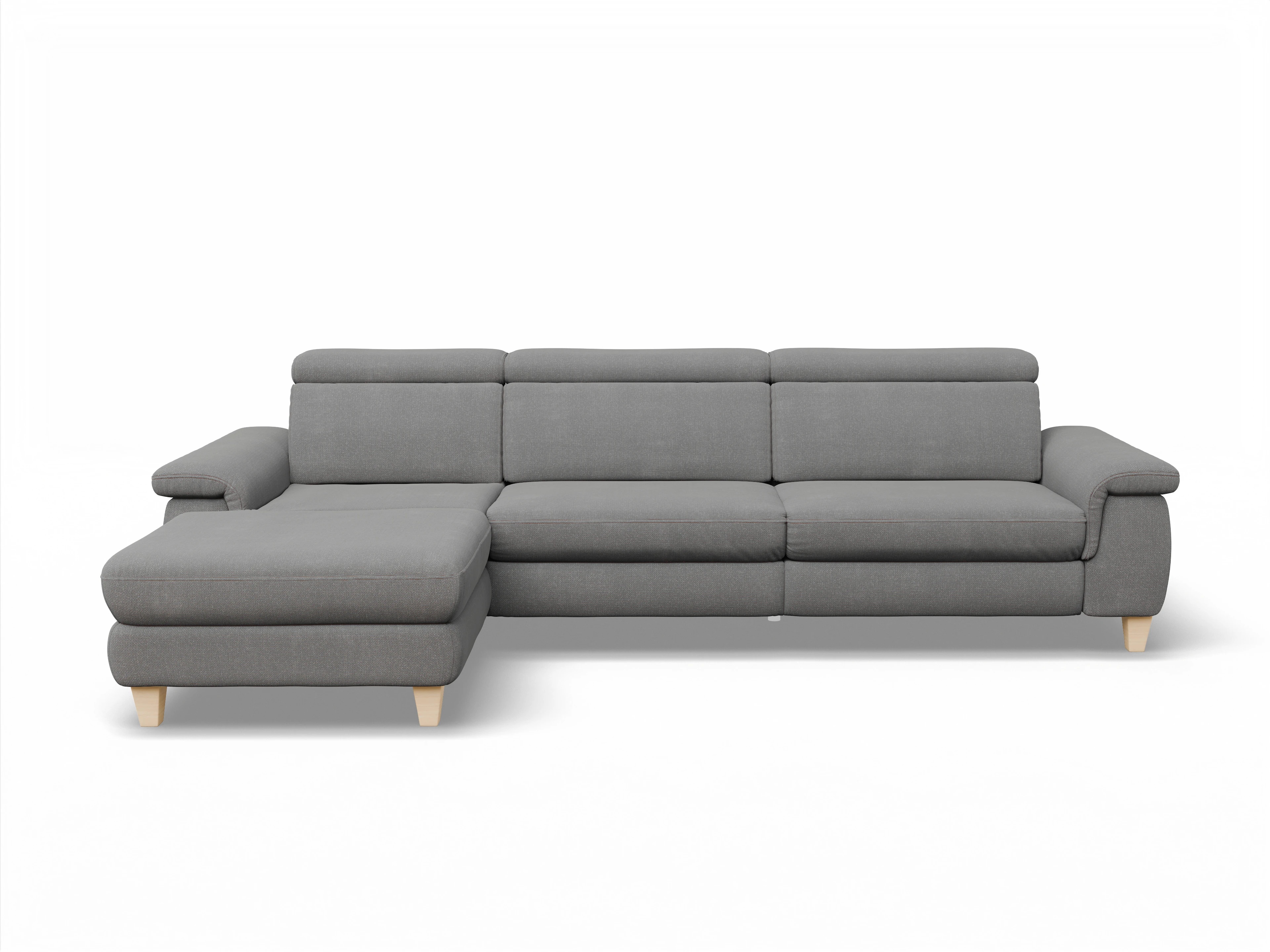 Ansicht des Produktes München Ecksofa links Abschluss offen in Stoff Grau