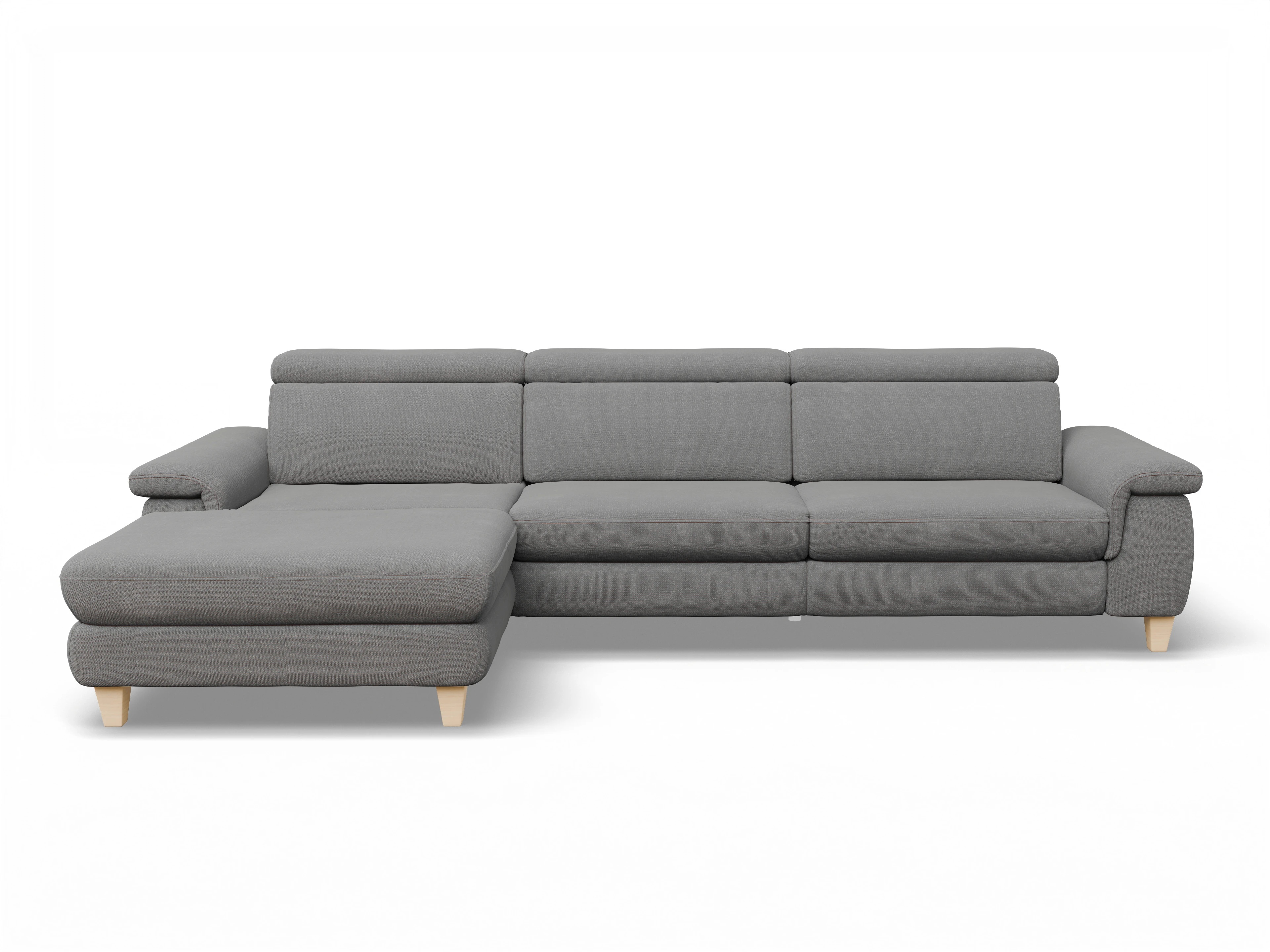 Ansicht des Produktes München Ecksofa links Abschluss offen in Stoff Grau
