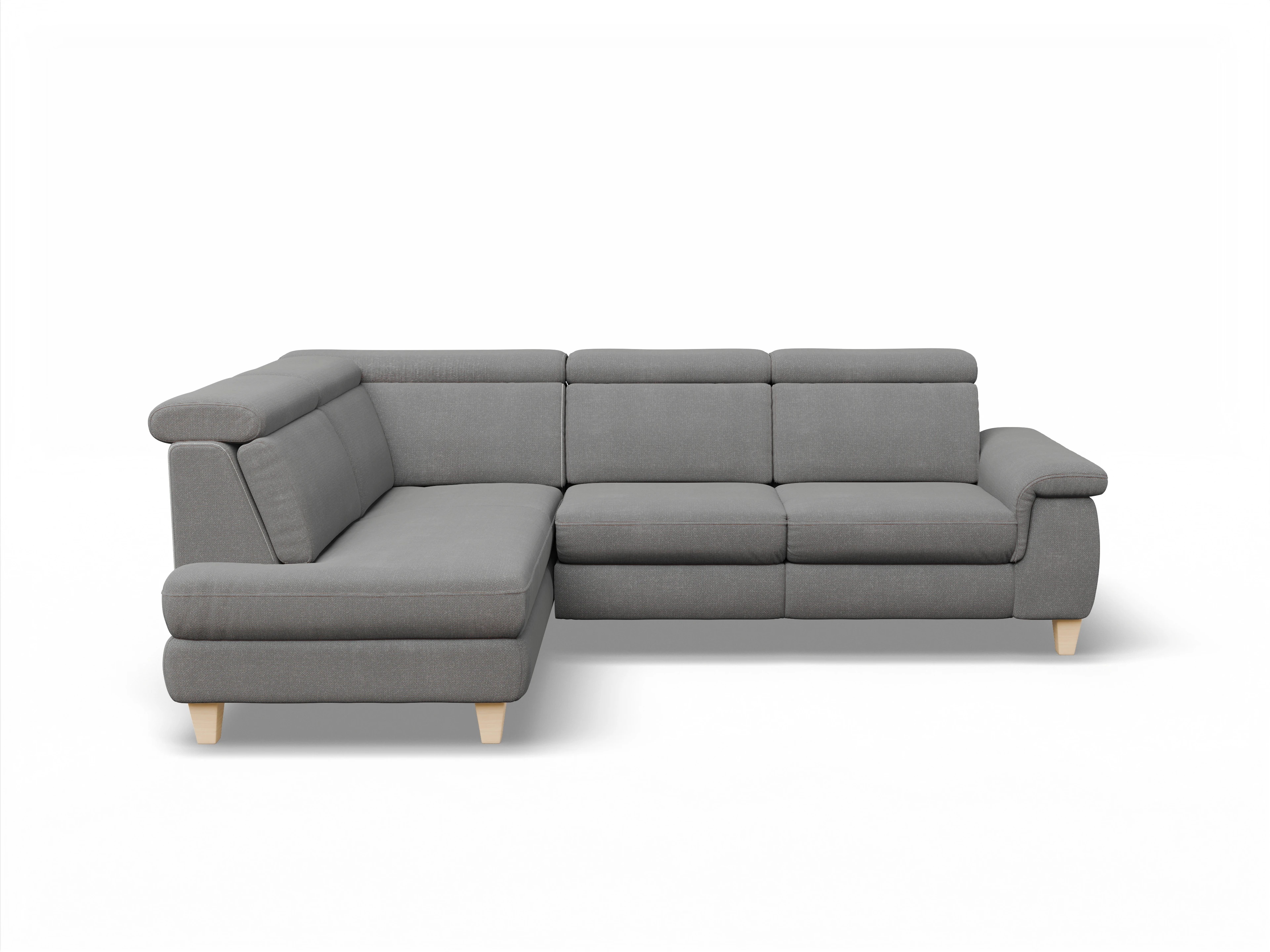Ansicht des Produktes München Ecksofa links Abschluss offen in Stoff Grau