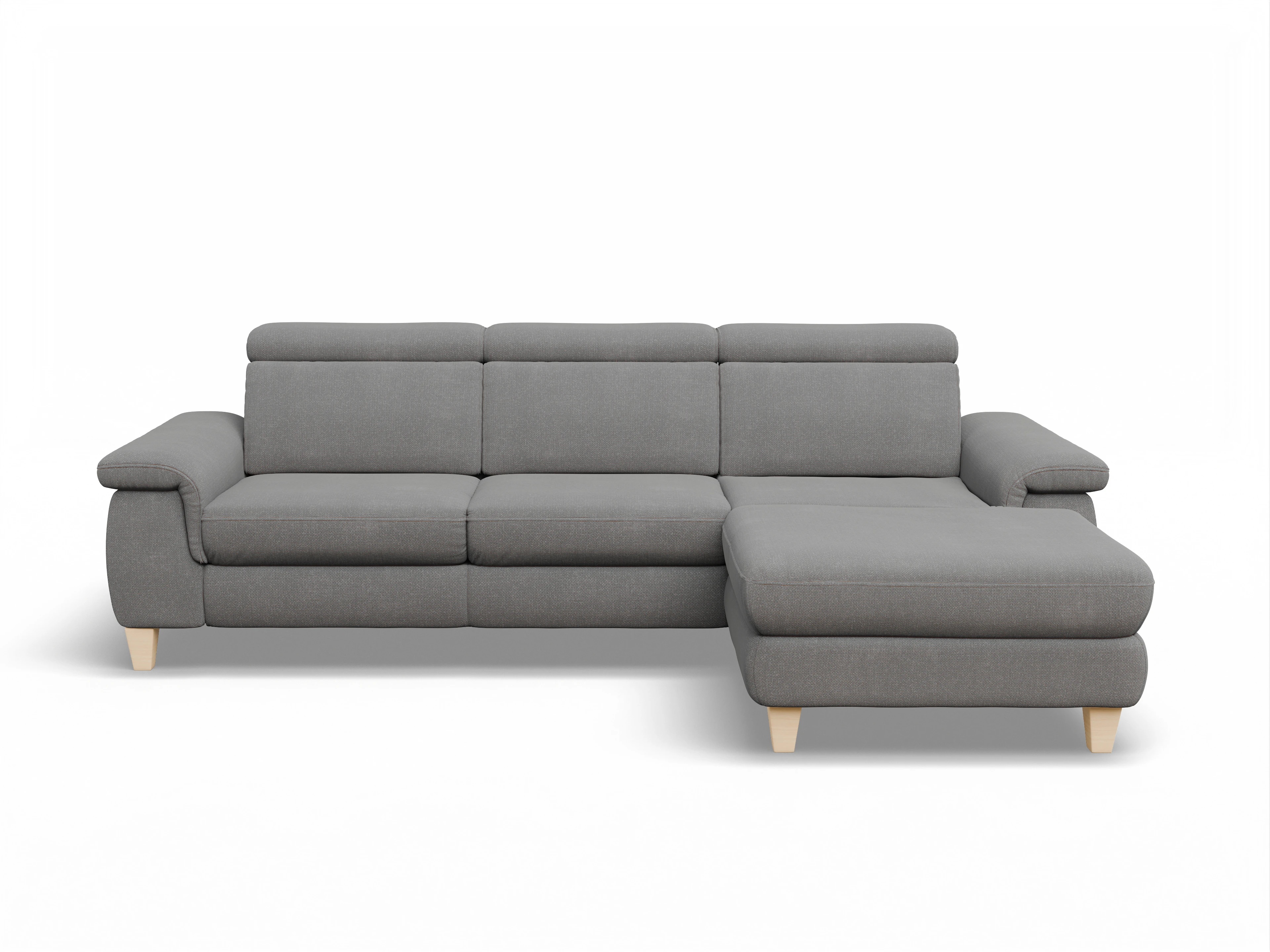 Ansicht des Produktes München Ecksofa rechts Abschluss offen in Stoff Grau