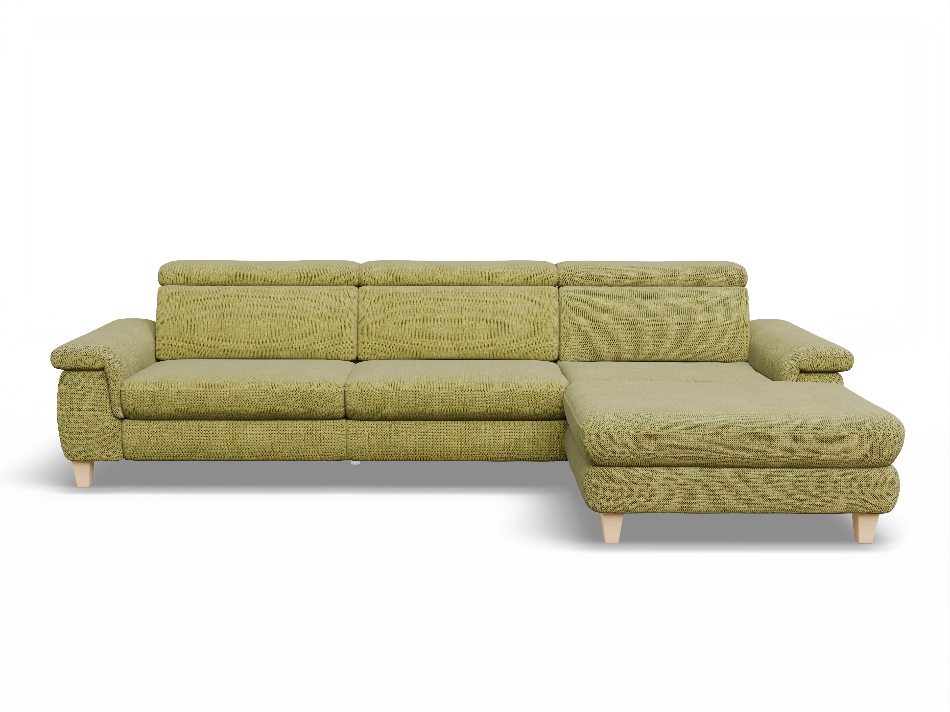 Ansicht des Produktes München Ecksofa rechts Abschluss offen in Stoff Grün
