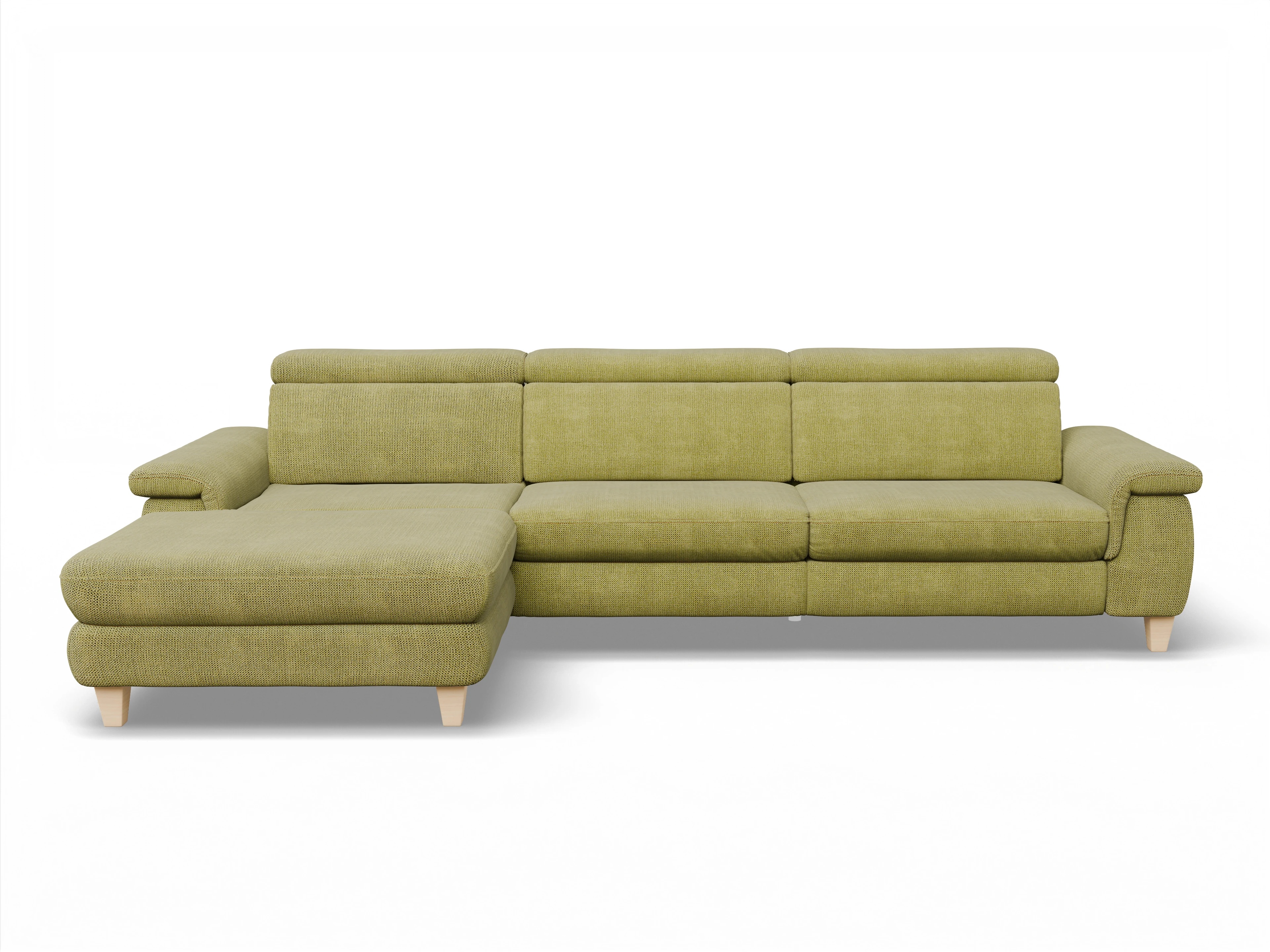 Ansicht des Produktes München Ecksofa links Abschluss offen in Stoff Grün