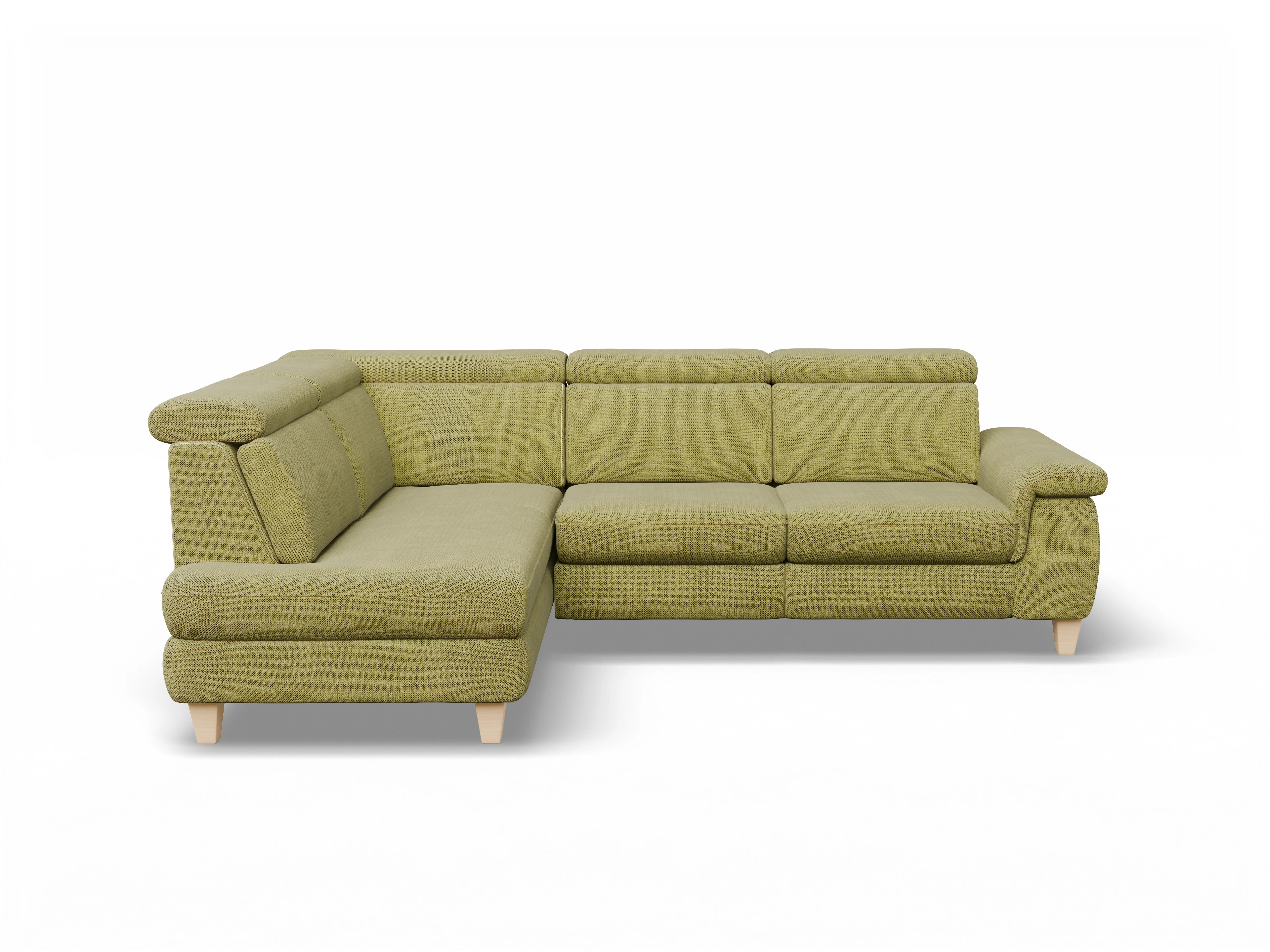 München KO Medium L Ansicht des Produktes München Ecksofa links Abschluss offen in Stoff Grün