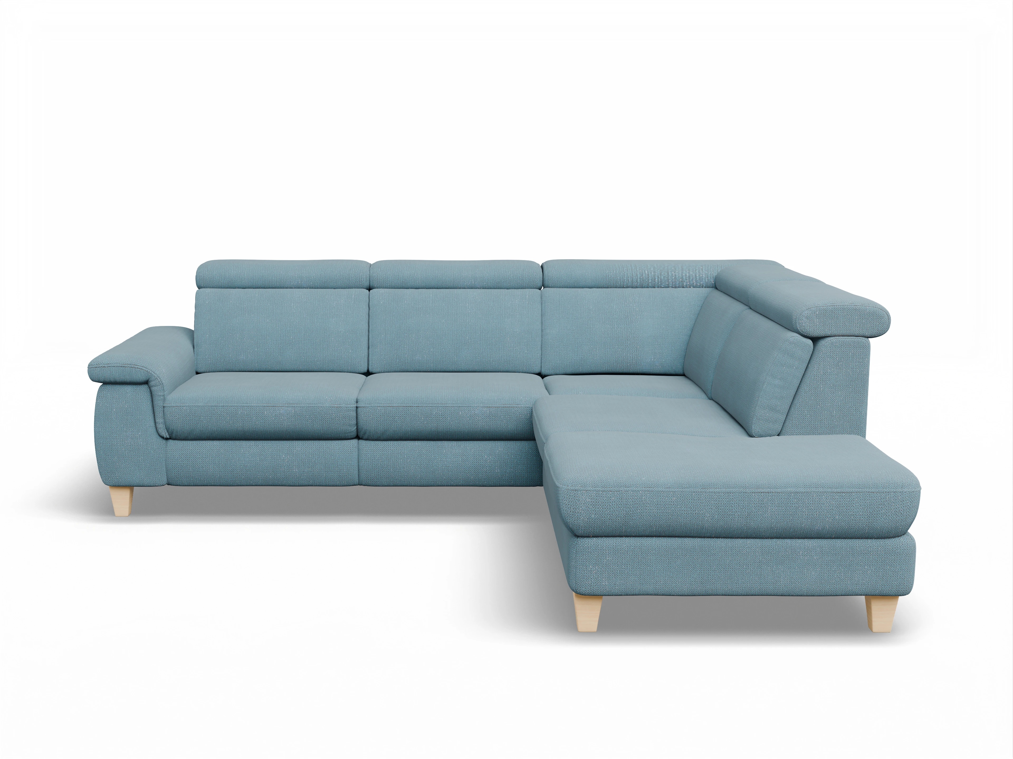 München 1AH WEkl Medium R Ansicht des Produktes München Ecksofa rechts Abschluss offen in Stoff Blau