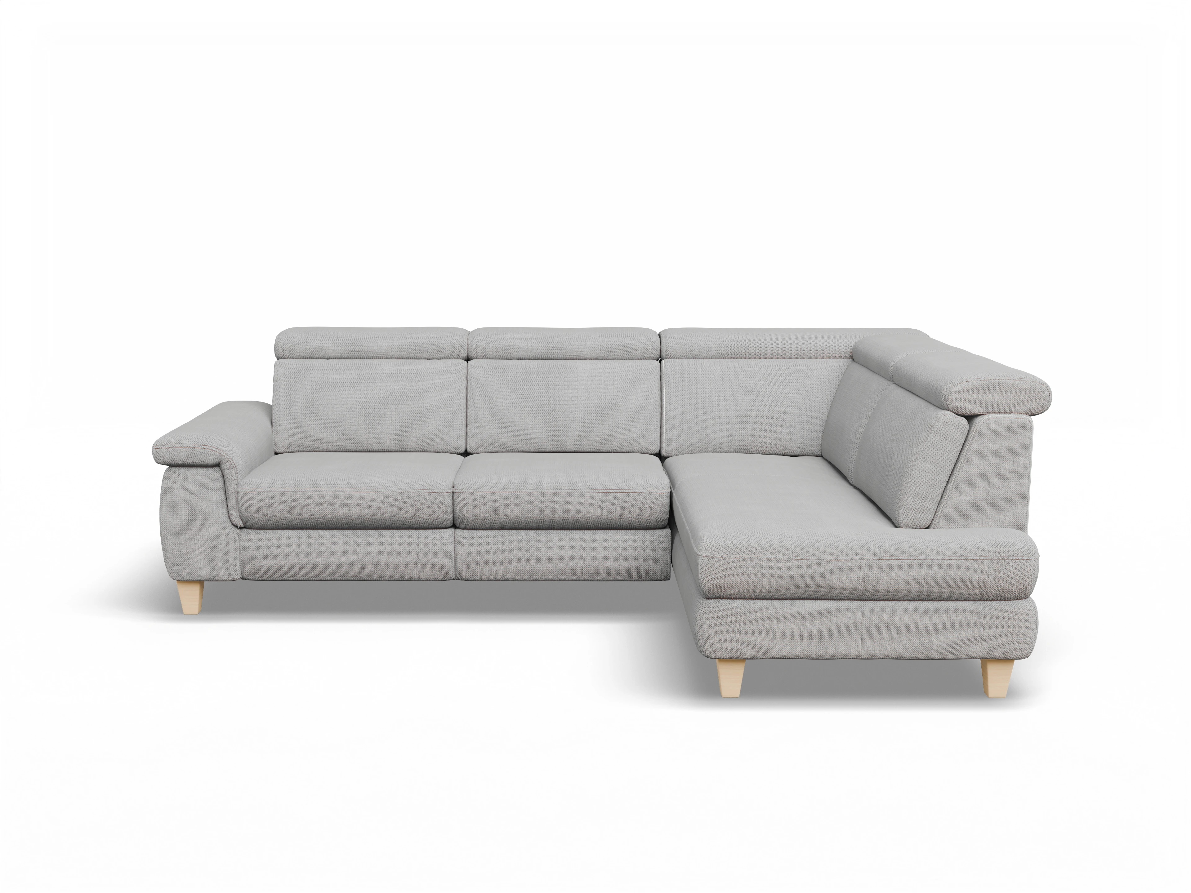 Ansicht des Produktes München Ecksofa rechts Abschluss offen in Stoff Grau