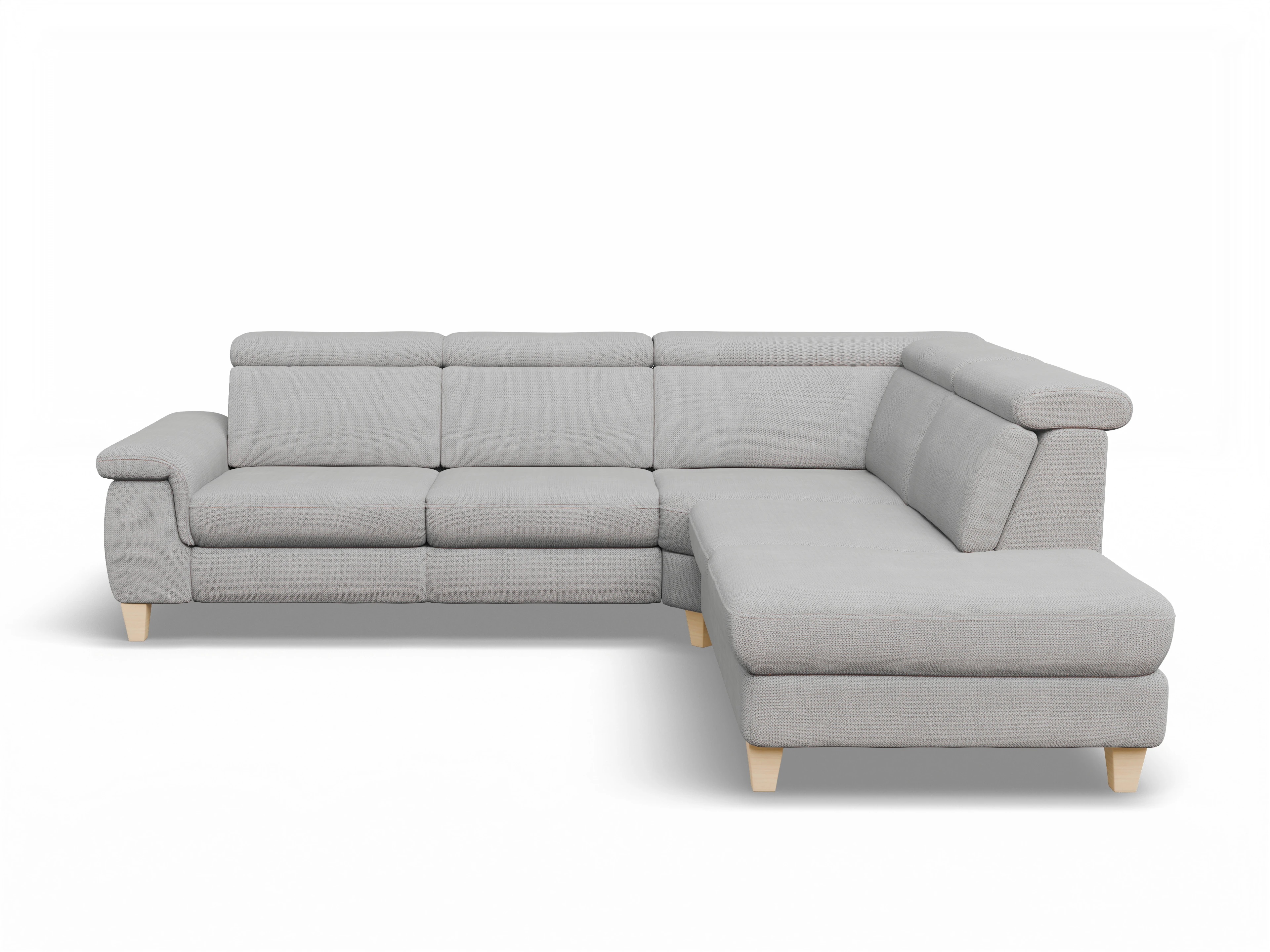 Ansicht des Produktes München Ecksofa rechts Abschluss offen in Stoff Grau