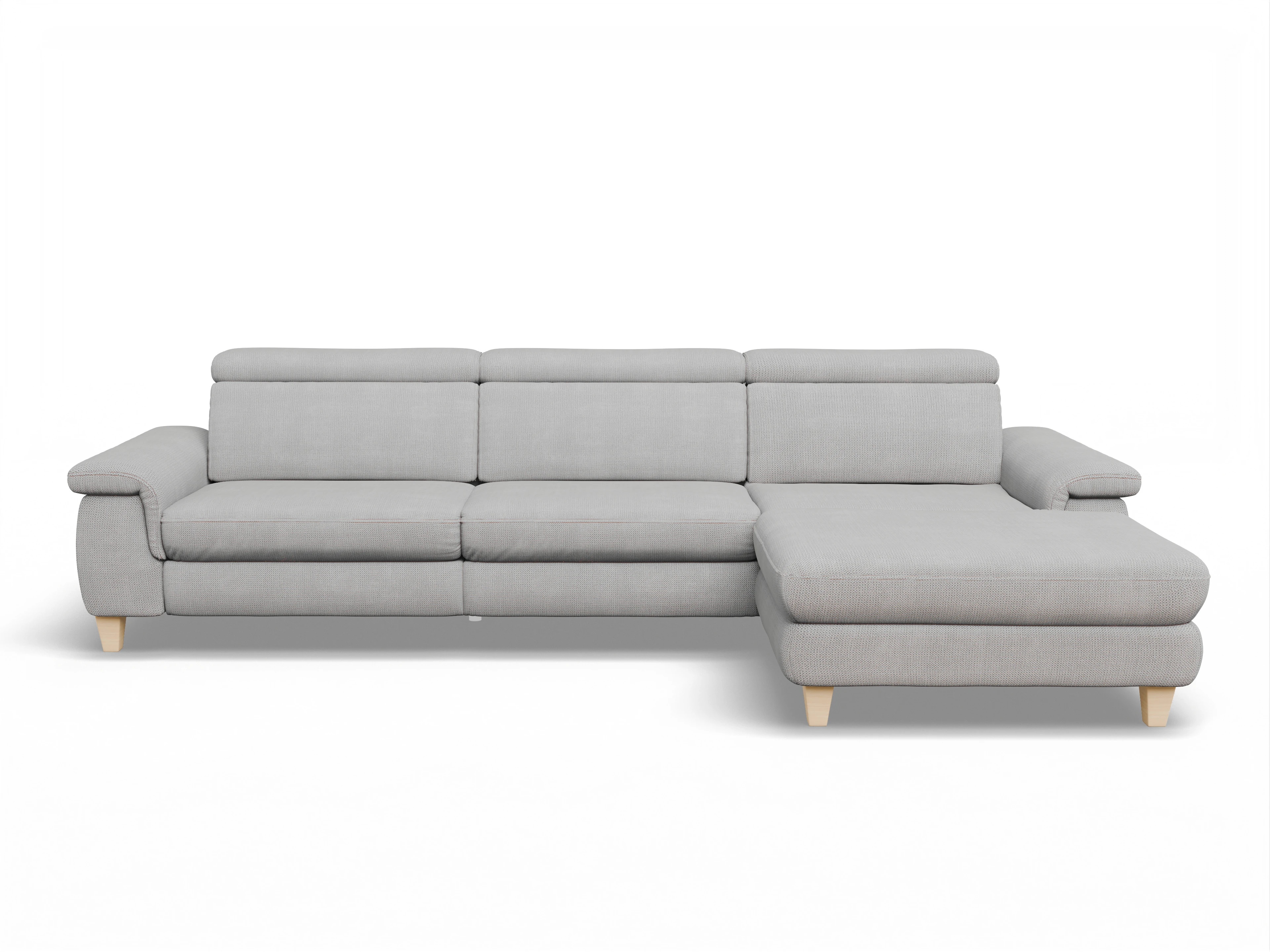 Ansicht des Produktes München Ecksofa rechts Abschluss offen in Stoff Grau
