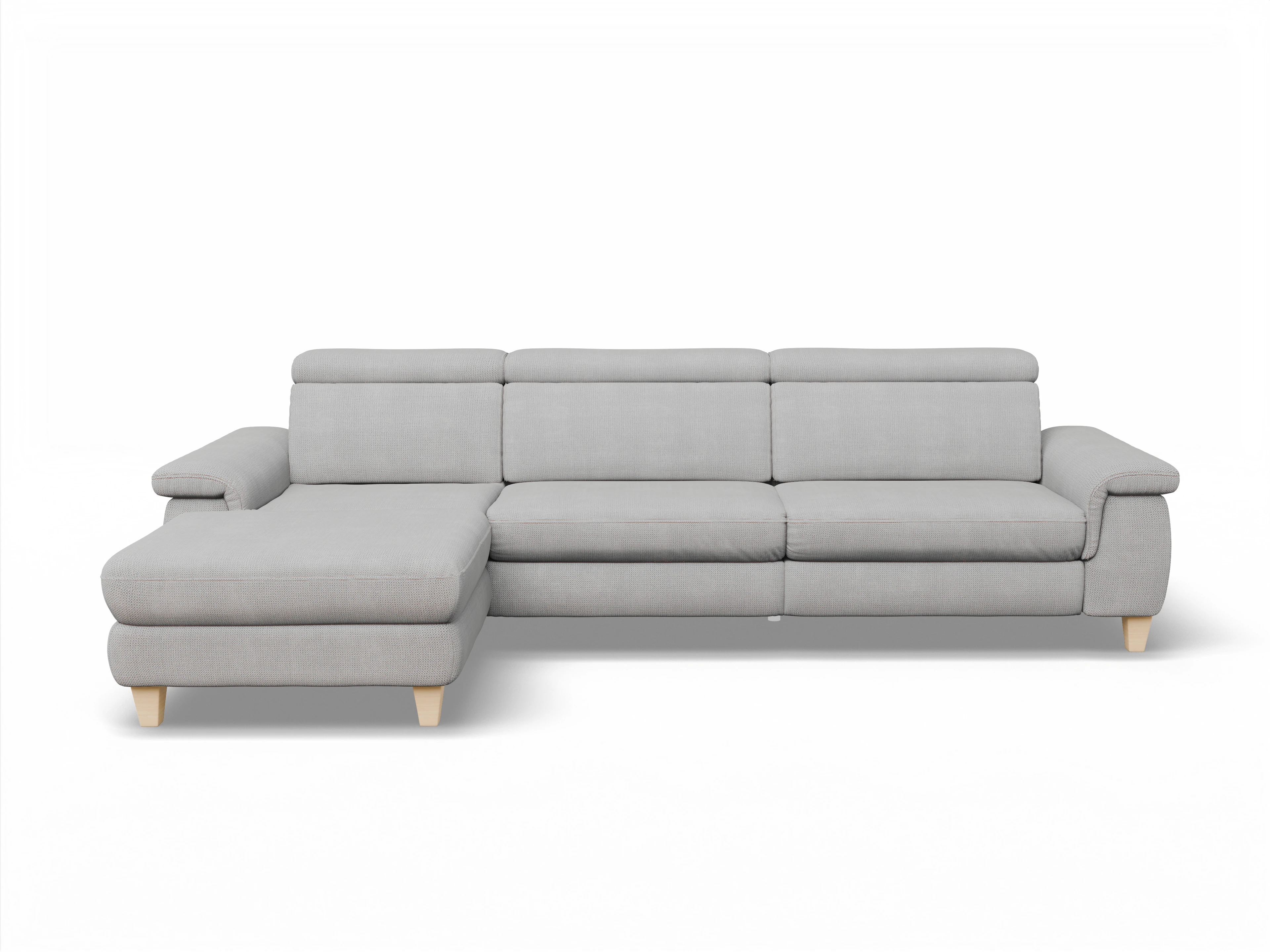 Ansicht des Produktes München Ecksofa links Abschluss offen in Stoff Grau