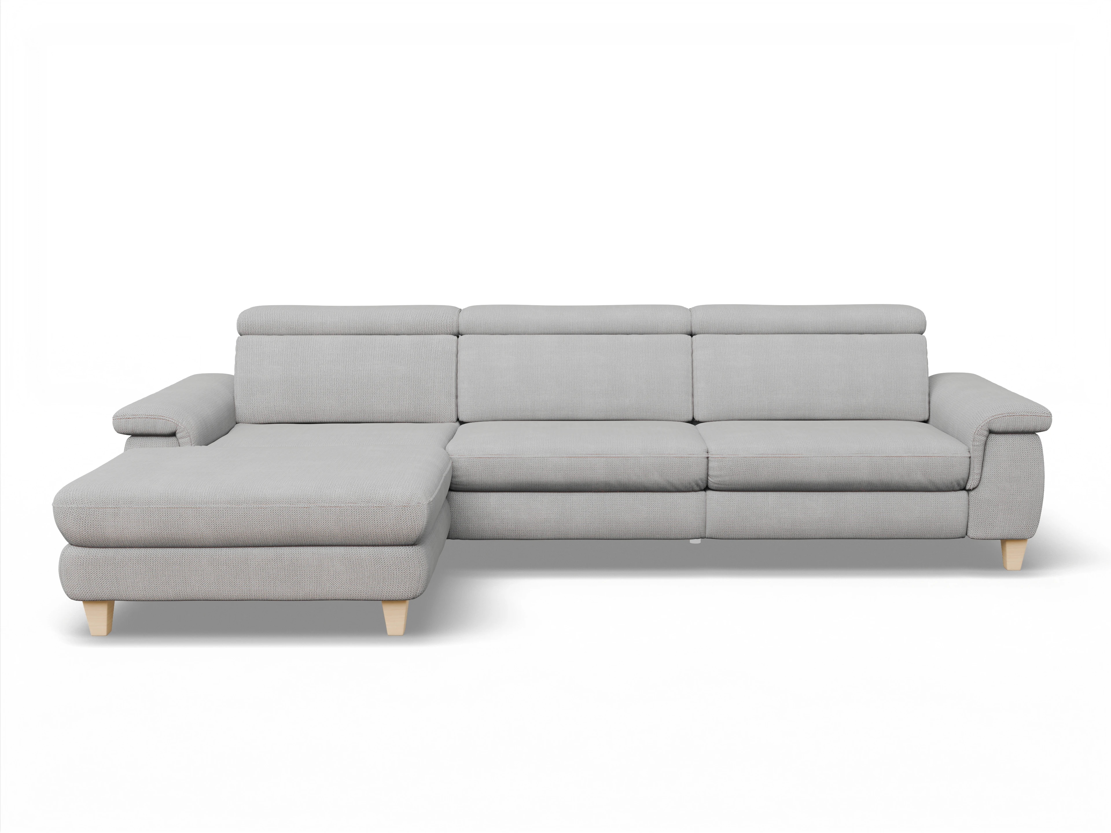 Ansicht des Produktes München Ecksofa links Abschluss offen in Stoff Grau