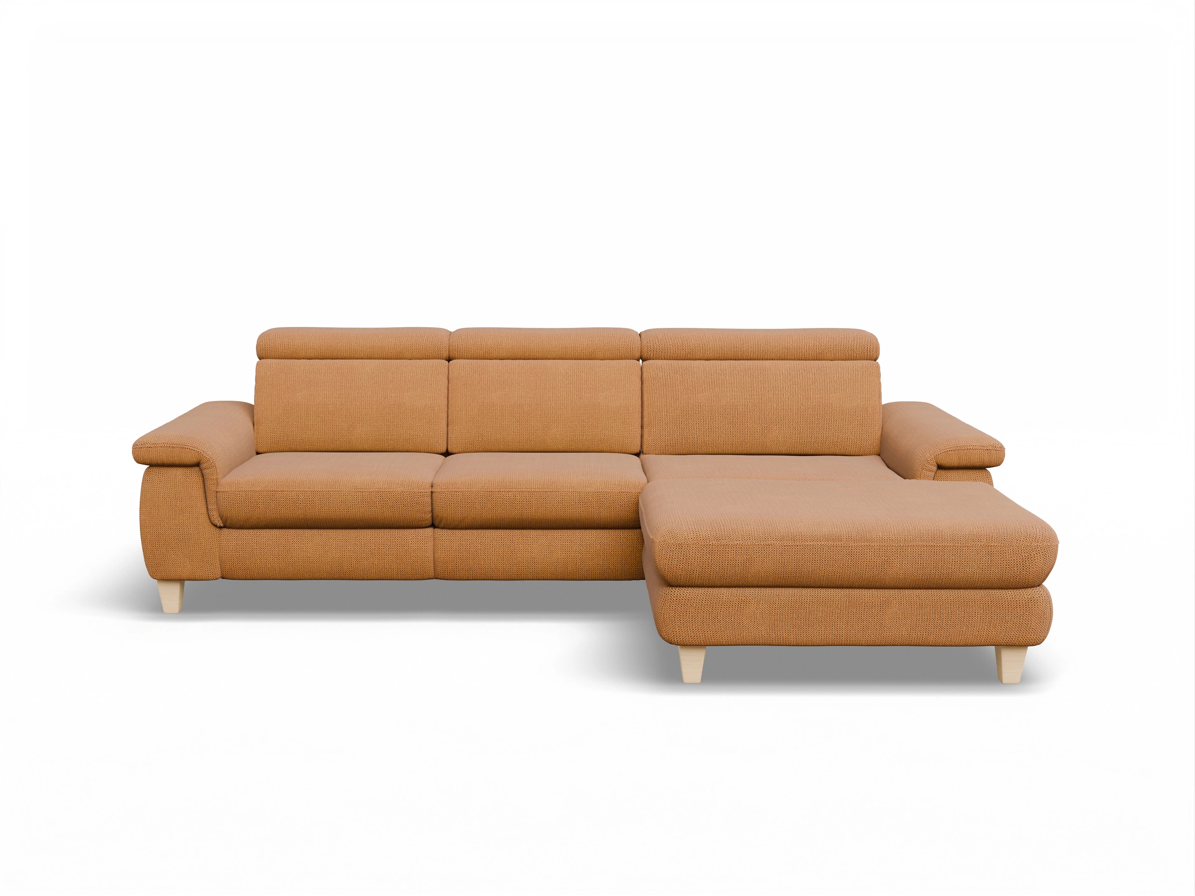 Ansicht des Produktes München Ecksofa rechts Abschluss offen in Stoff Gelb
