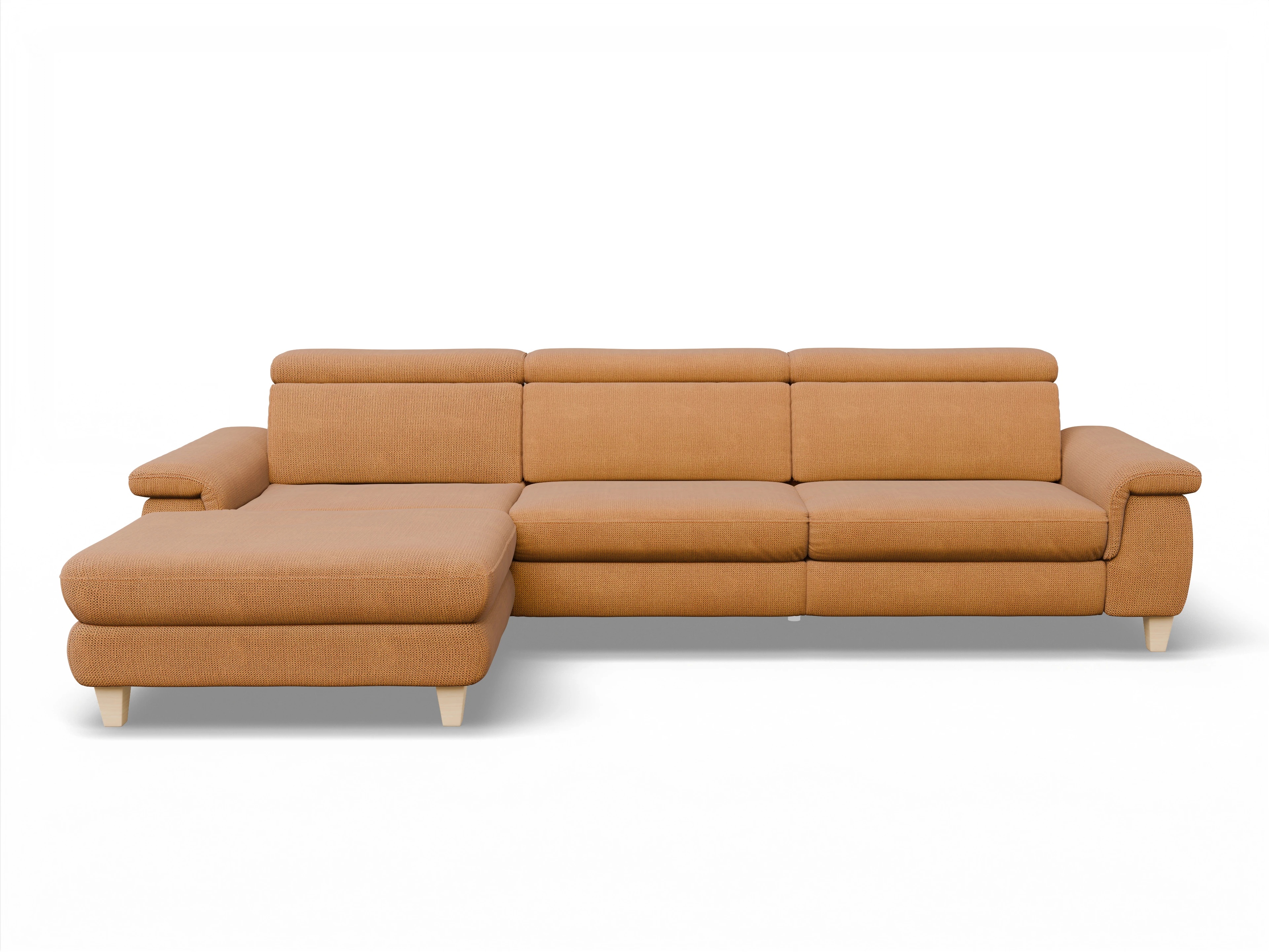 München LOgroß Large L Ansicht des Produktes München Ecksofa links Abschluss offen in Stoff Gelb
