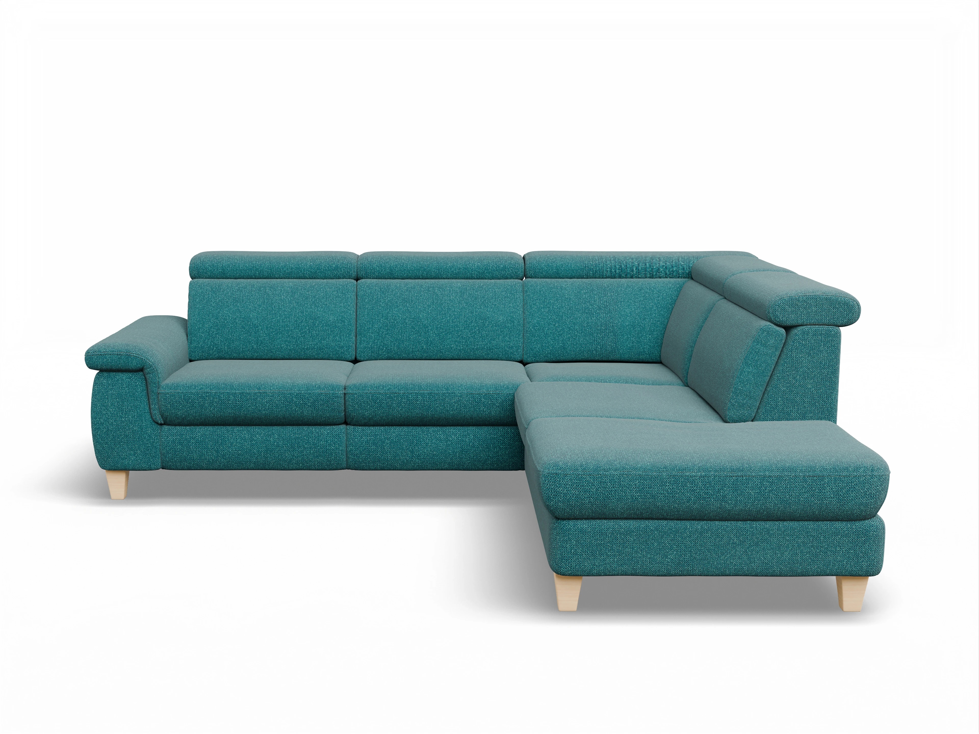 München 1AH WEkl Medium R Ansicht des Produktes München Ecksofa rechts Abschluss offen in Stoff Blau