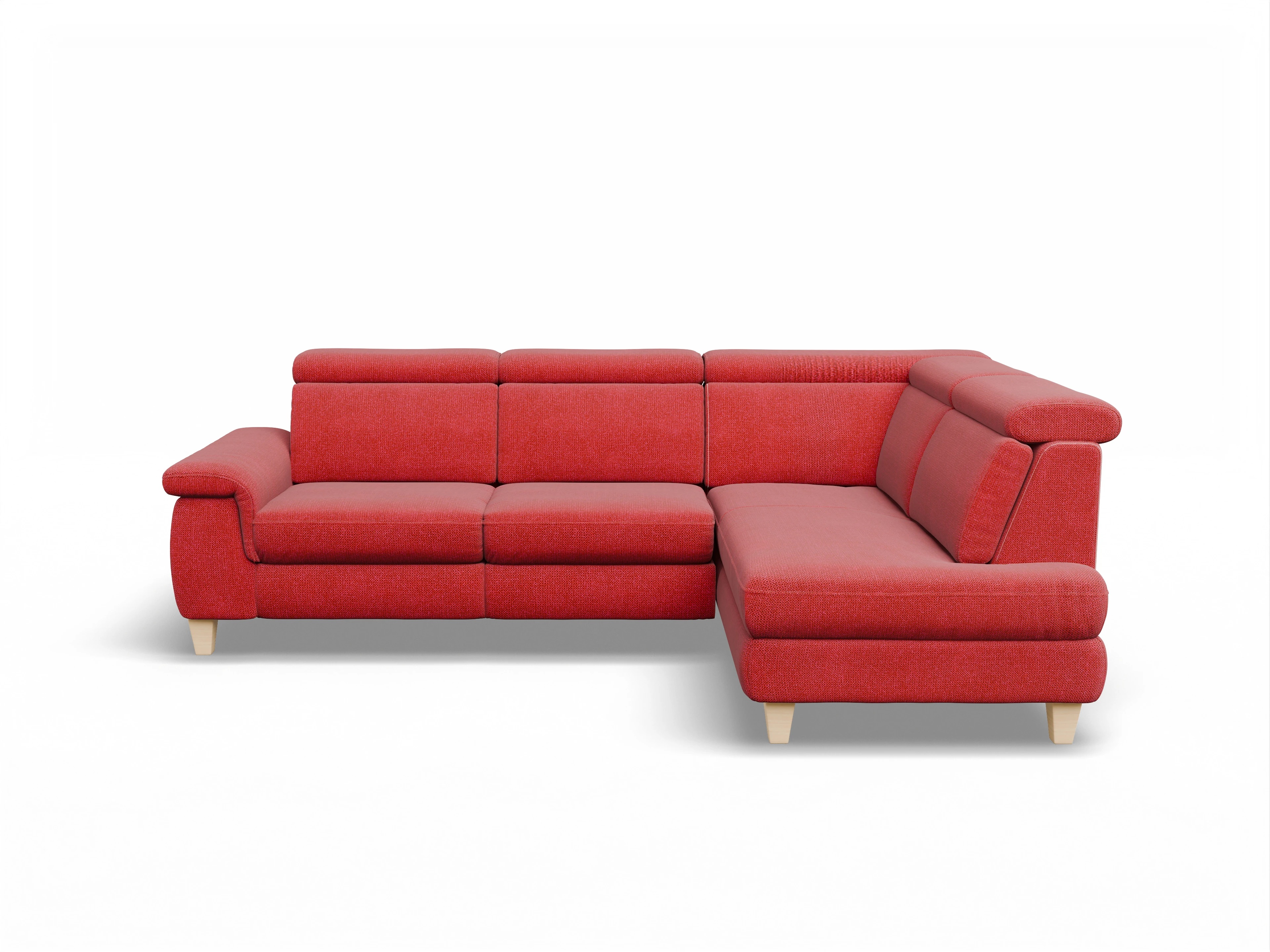 Ansicht des Produktes München Ecksofa rechts Abschluss offen in Stoff Rot