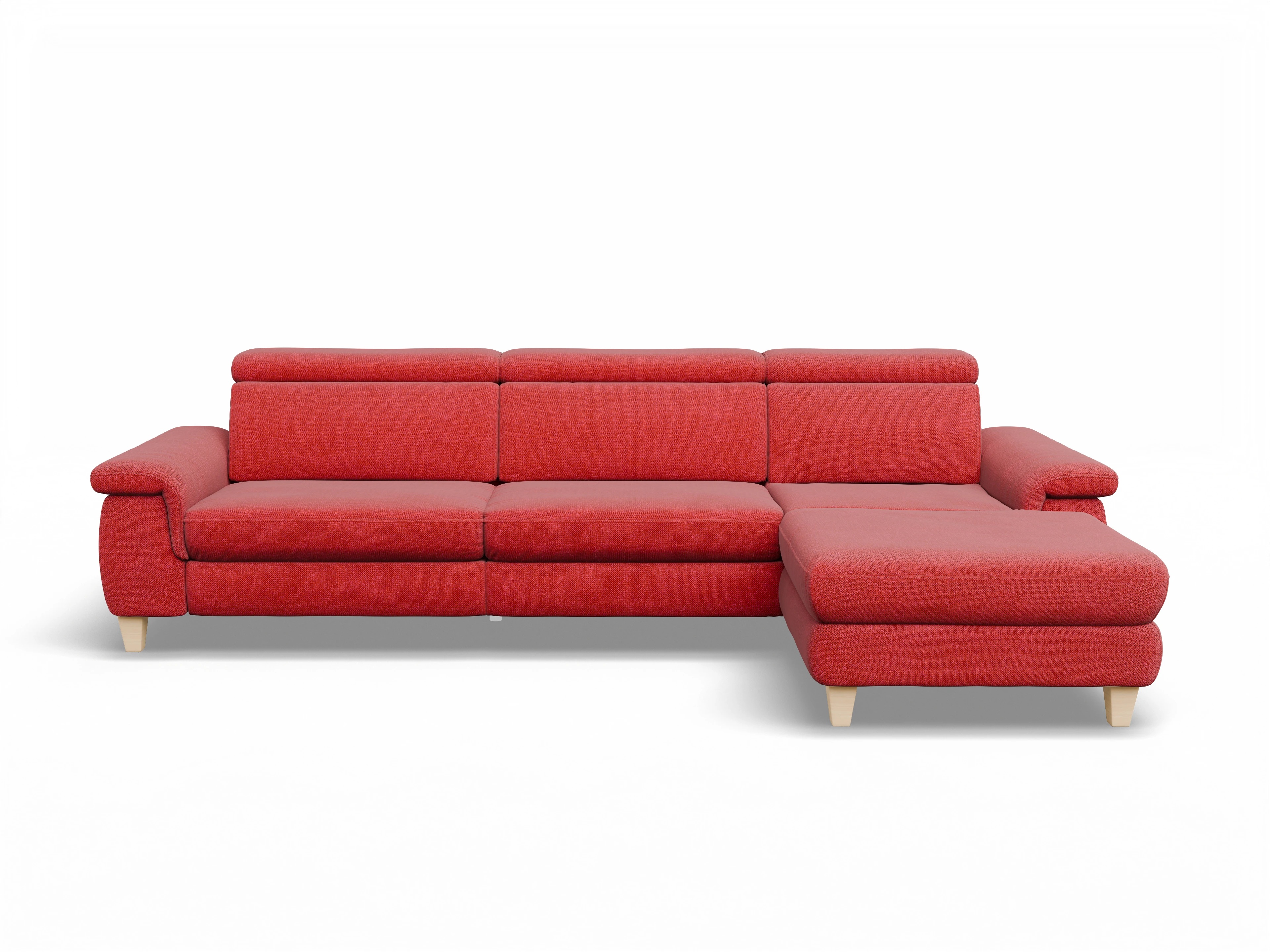 Ansicht des Produktes München Ecksofa rechts Abschluss offen in Stoff Rot