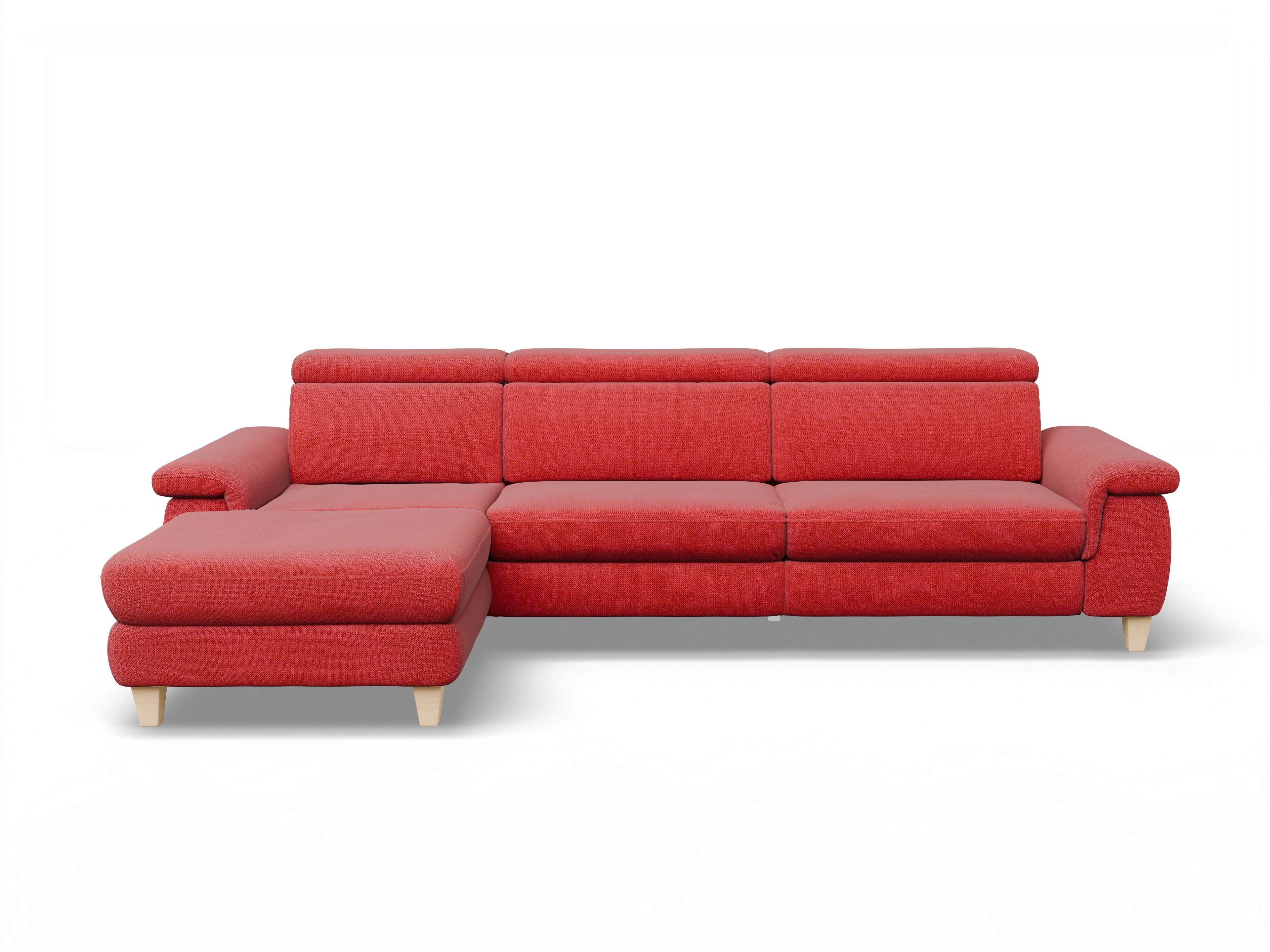 München LO Large L Ansicht des Produktes München Ecksofa links Abschluss offen in Stoff Rot