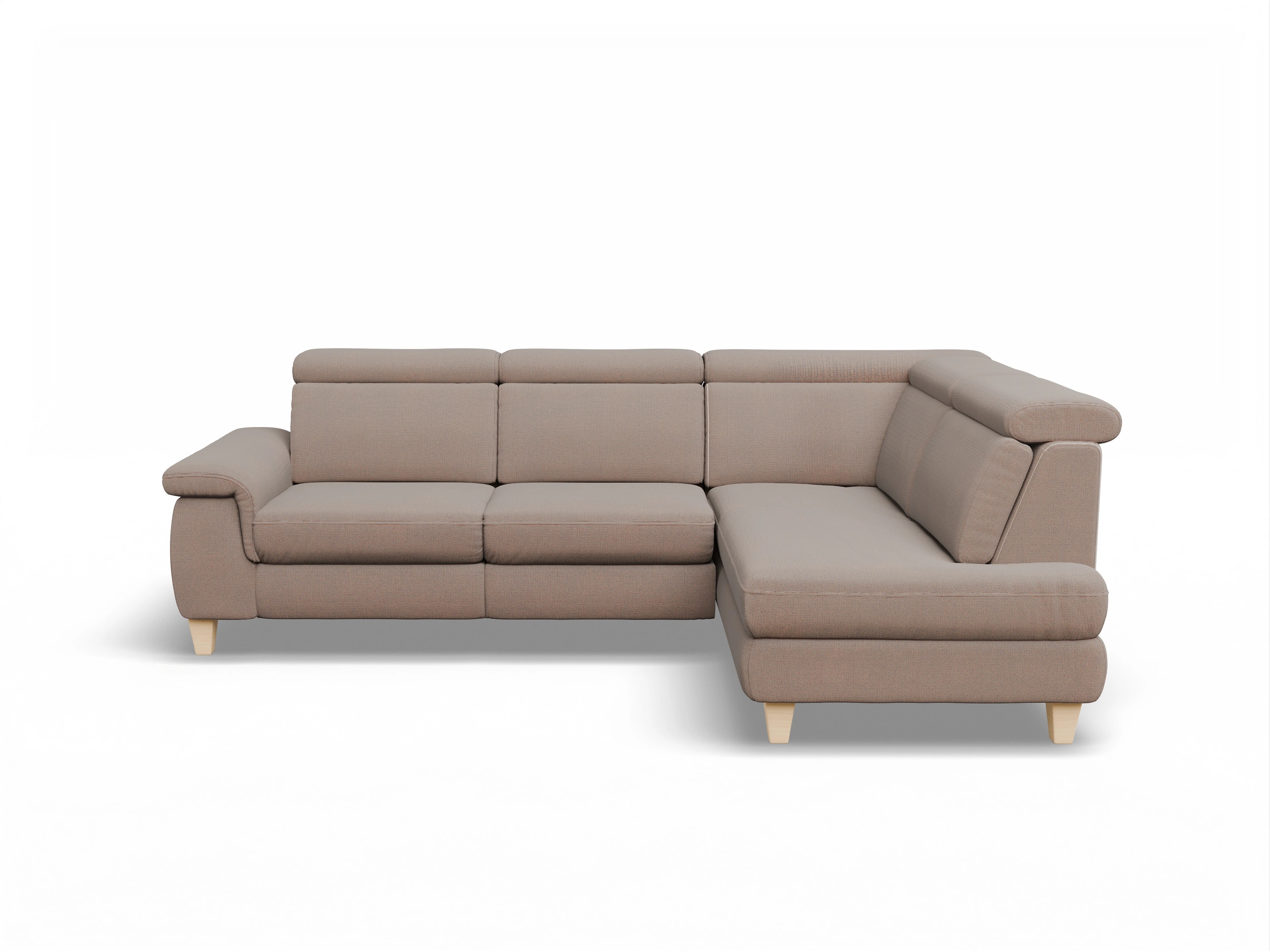 München KO Medium R Ansicht des Produktes München Ecksofa rechts Abschluss offen in Stoff Braun