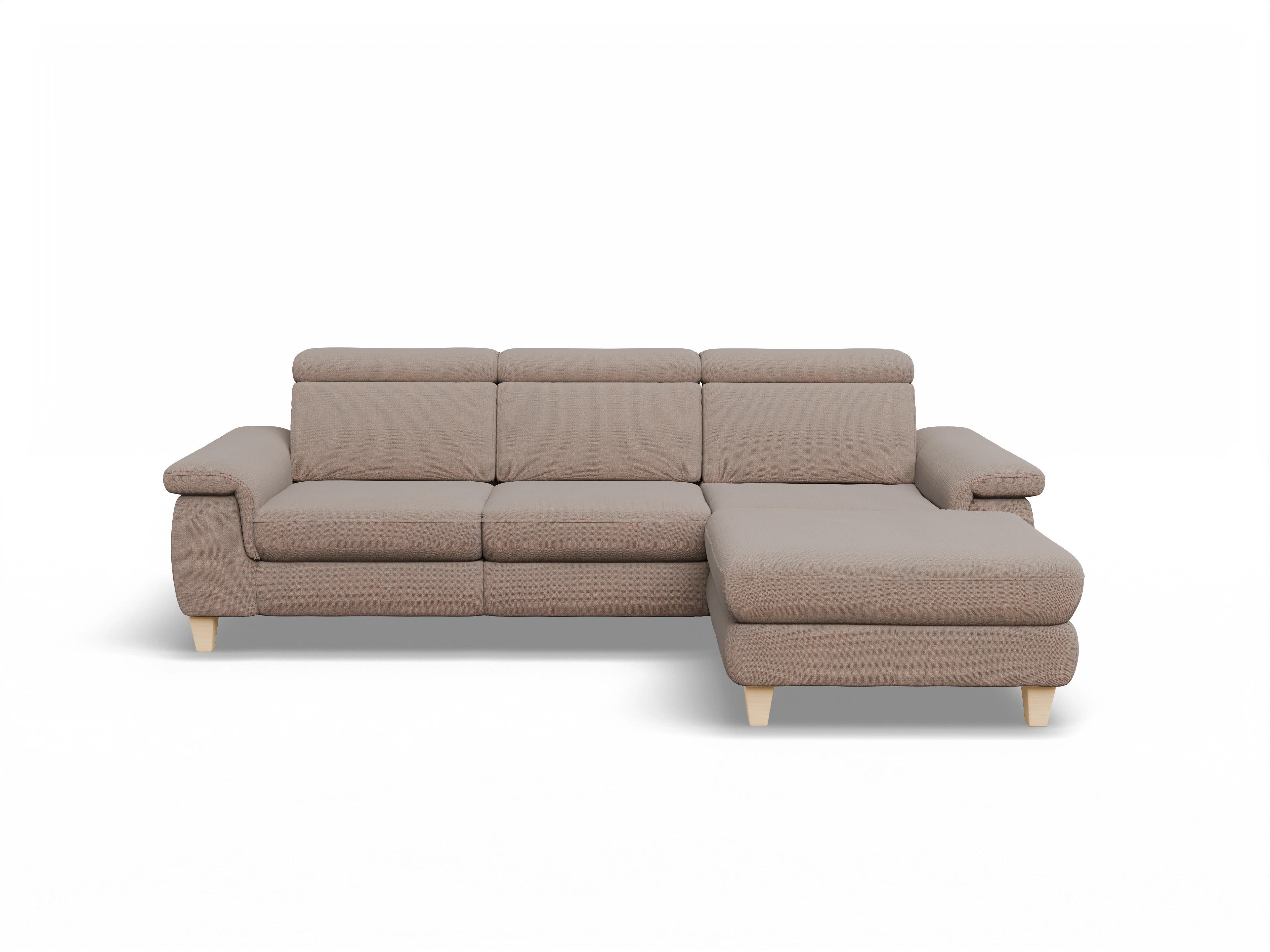 Ansicht des Produktes München Ecksofa rechts Abschluss offen in Stoff Braun