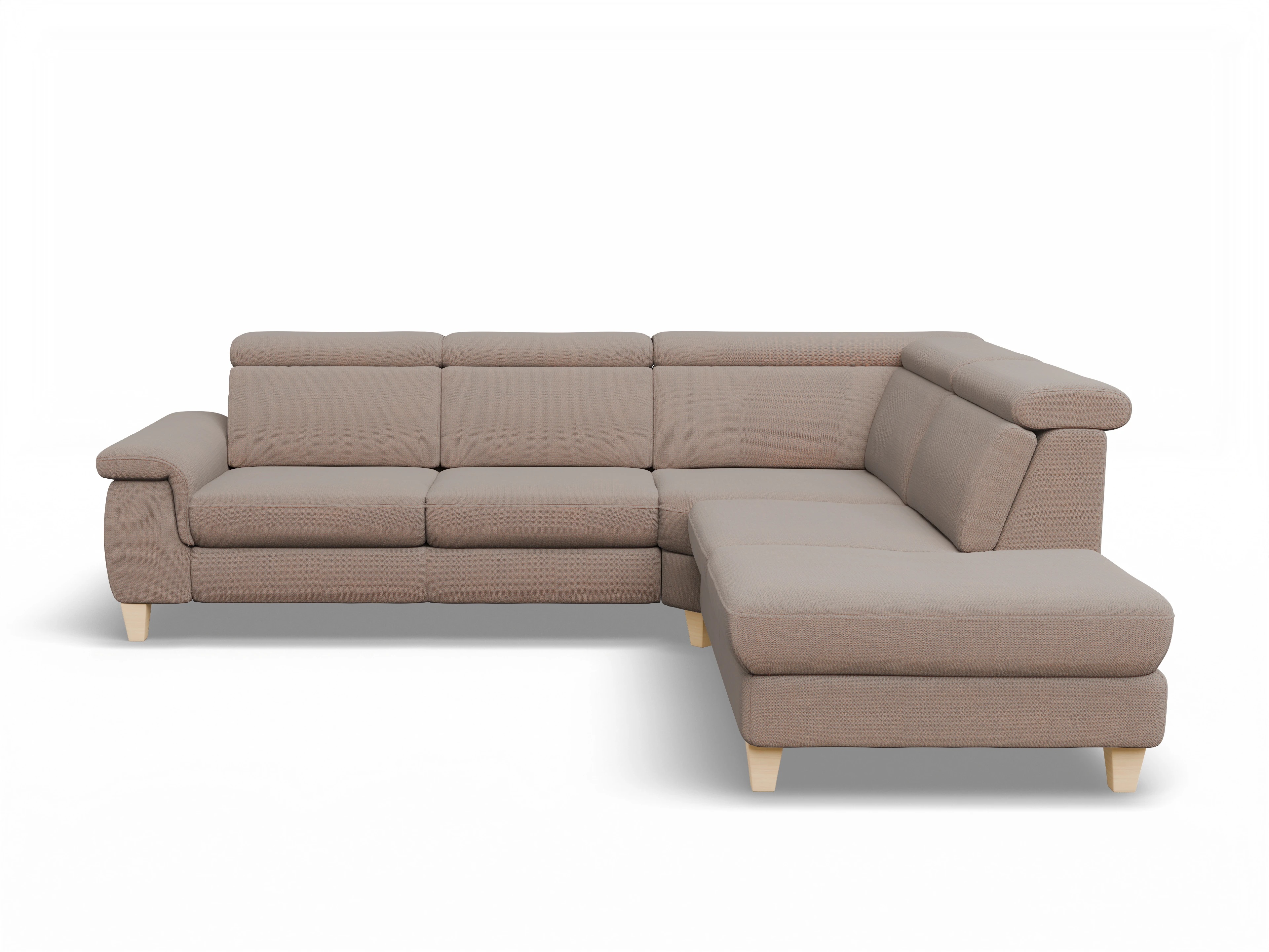 Ansicht des Produktes München Ecksofa rechts Abschluss offen in Stoff Braun
