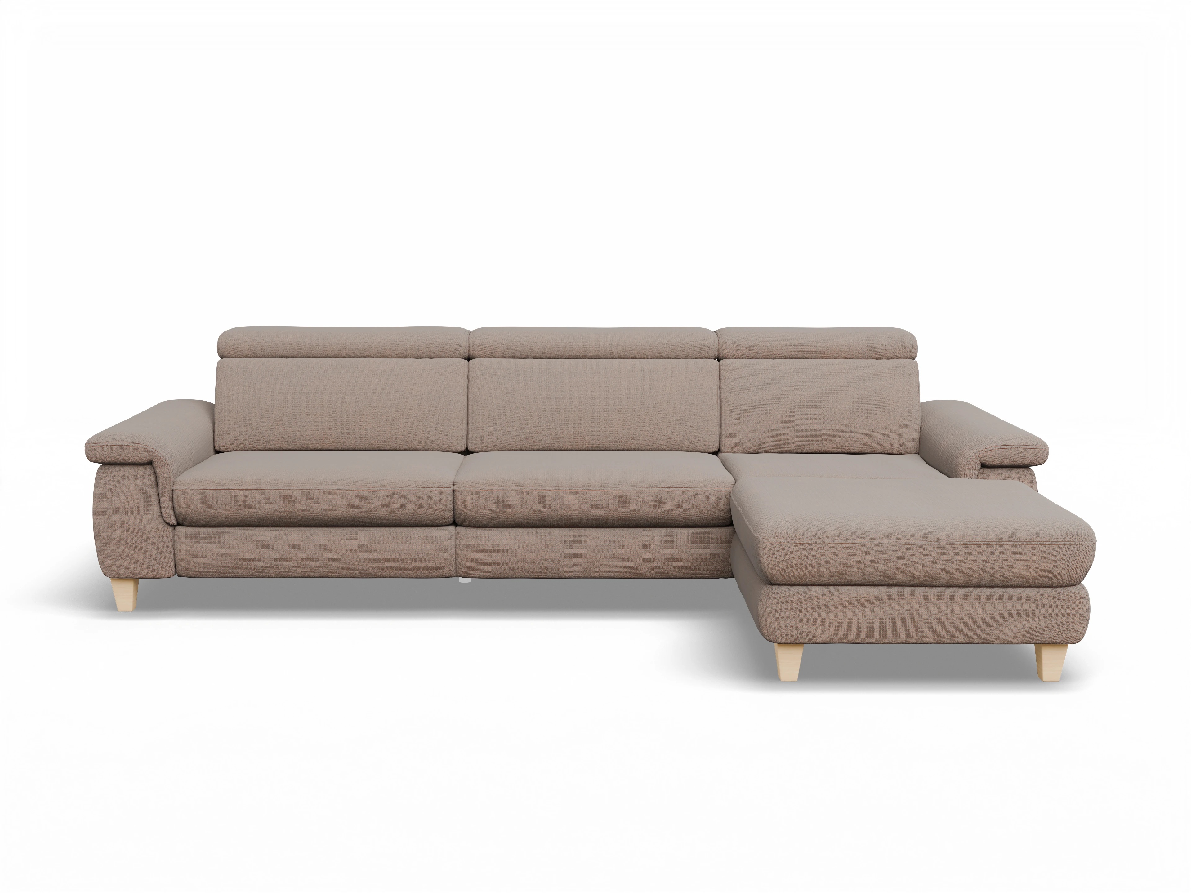 Ansicht des Produktes München Ecksofa rechts Abschluss offen in Stoff Braun