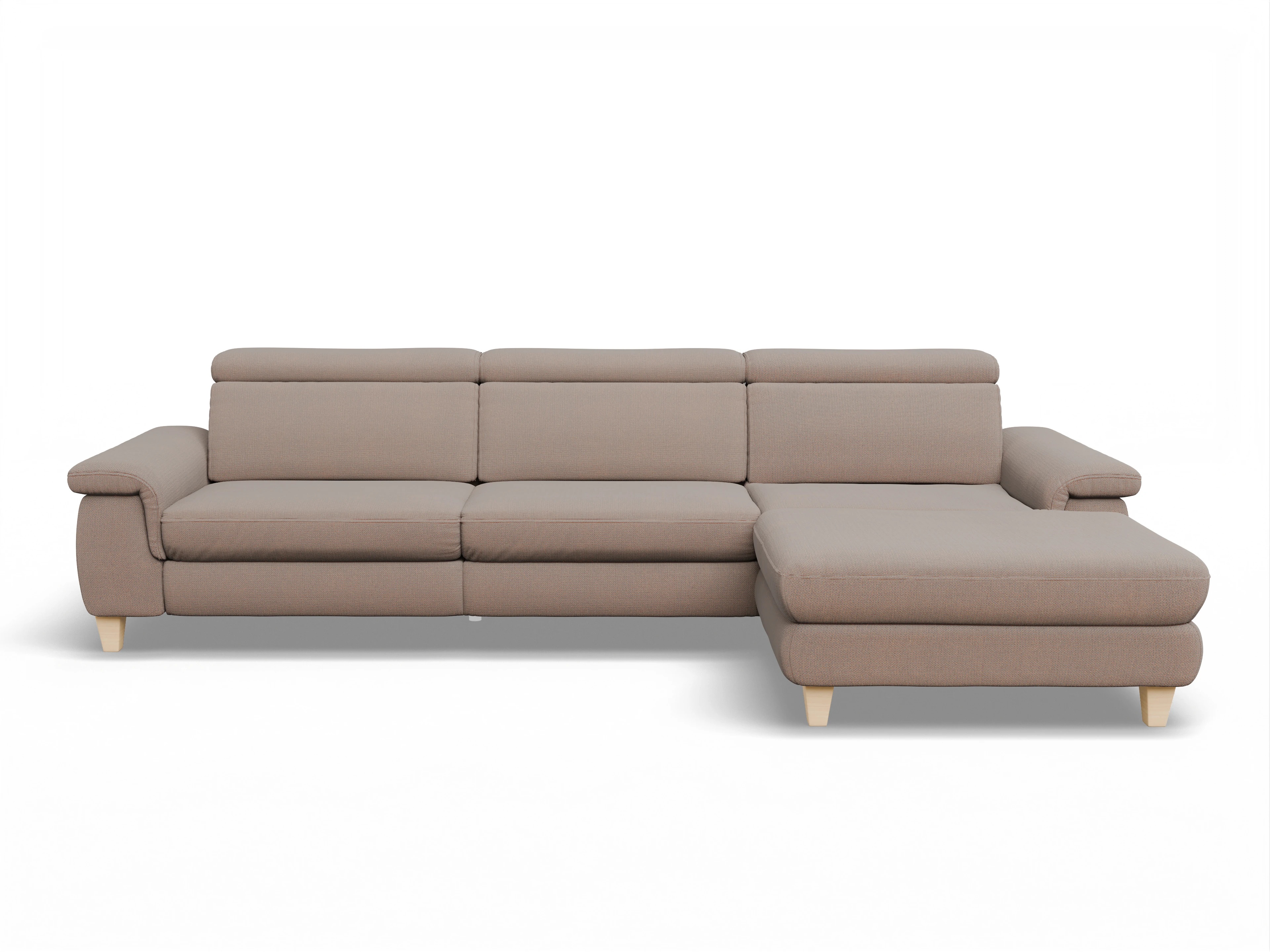 Ansicht des Produktes München Ecksofa rechts Abschluss offen in Stoff Braun