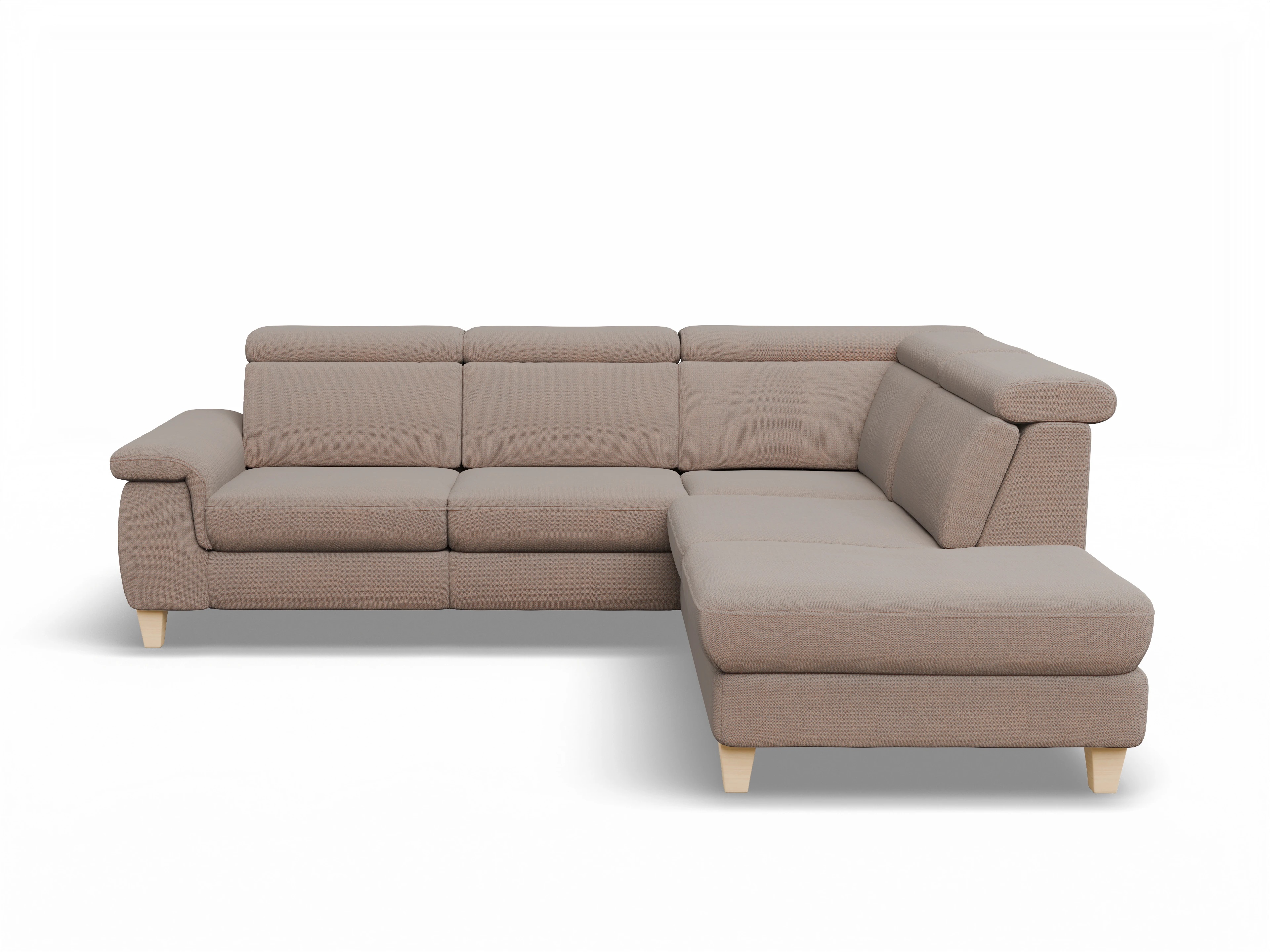 Ansicht des Produktes München Ecksofa rechts Abschluss offen in Stoff Braun