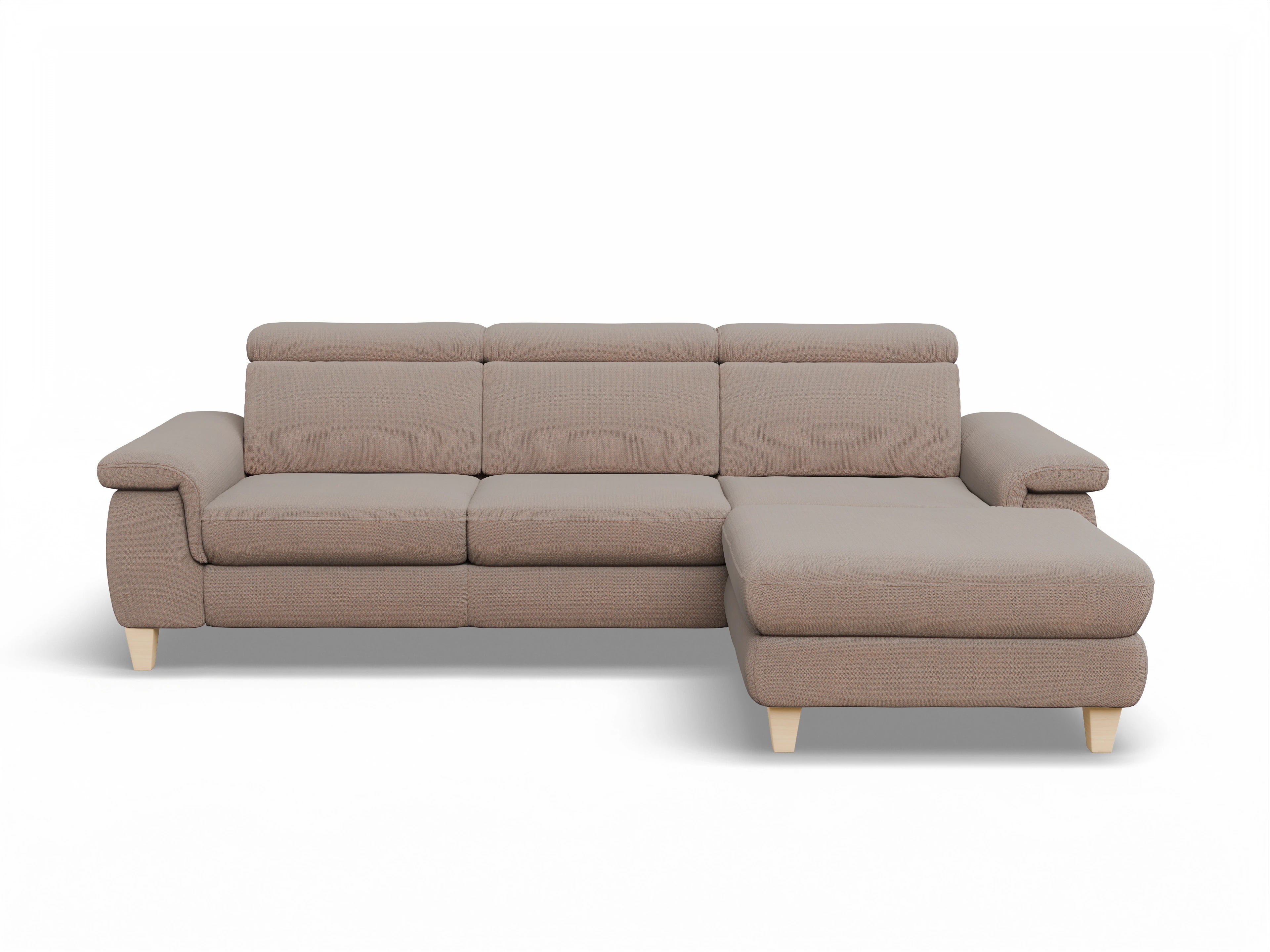 Ansicht des Produktes München Ecksofa rechts Abschluss offen in Stoff Braun