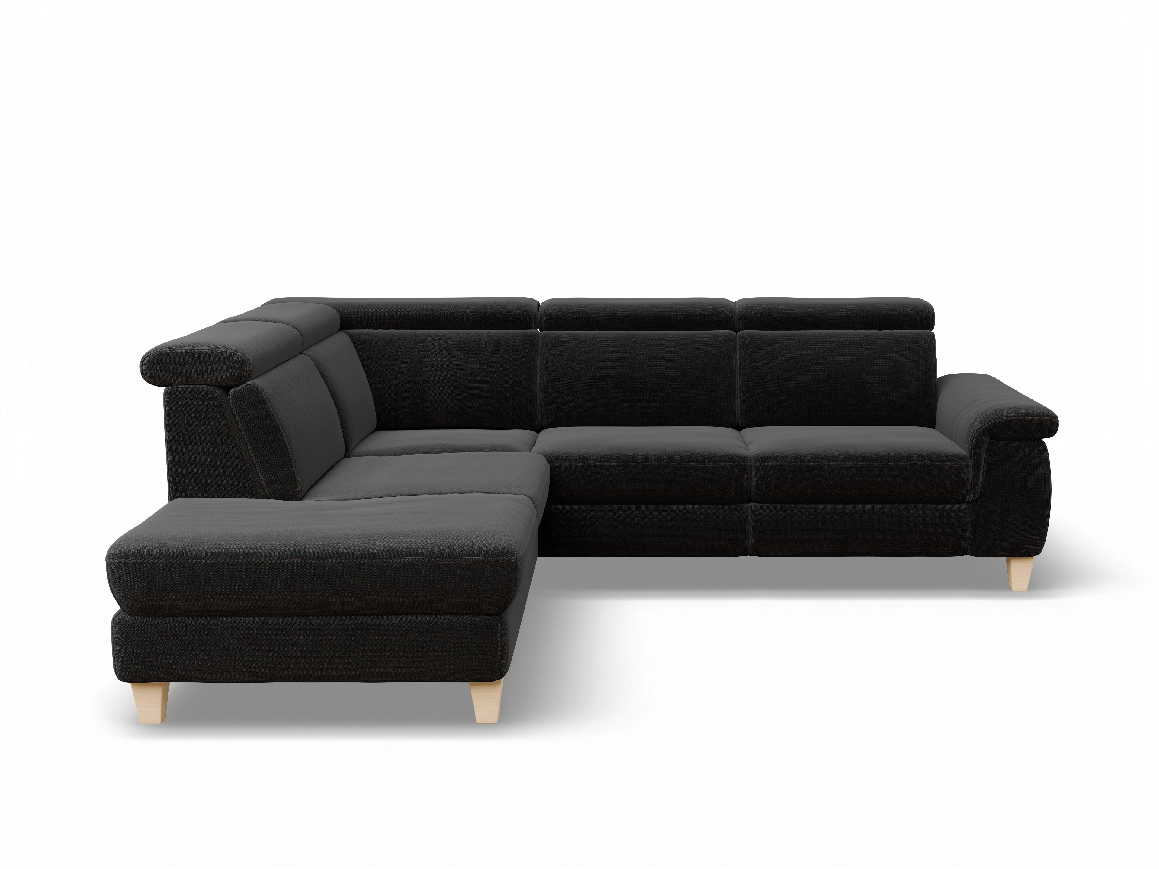 Ansicht des Produktes München Ecksofa links mit Armlehne in Stoff Schwarz