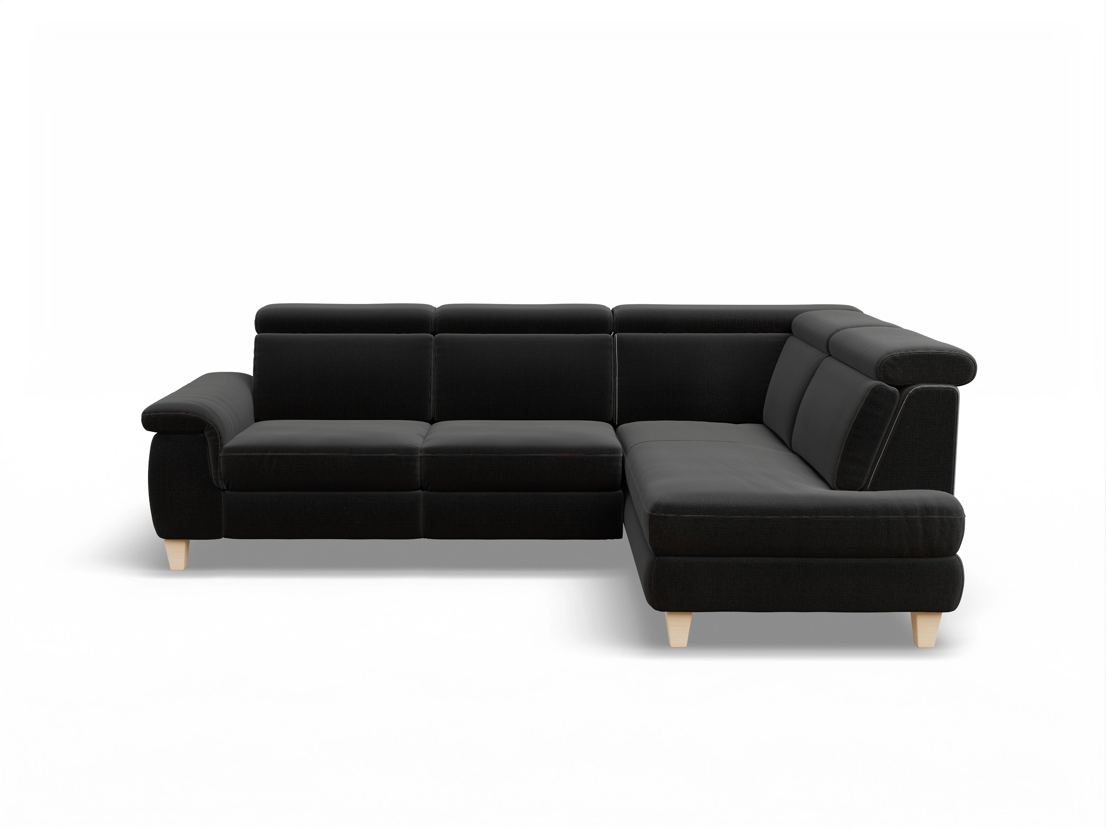 München KO Medium R Ansicht des Produktes München Ecksofa rechts Abschluss offen in Stoff Schwarz