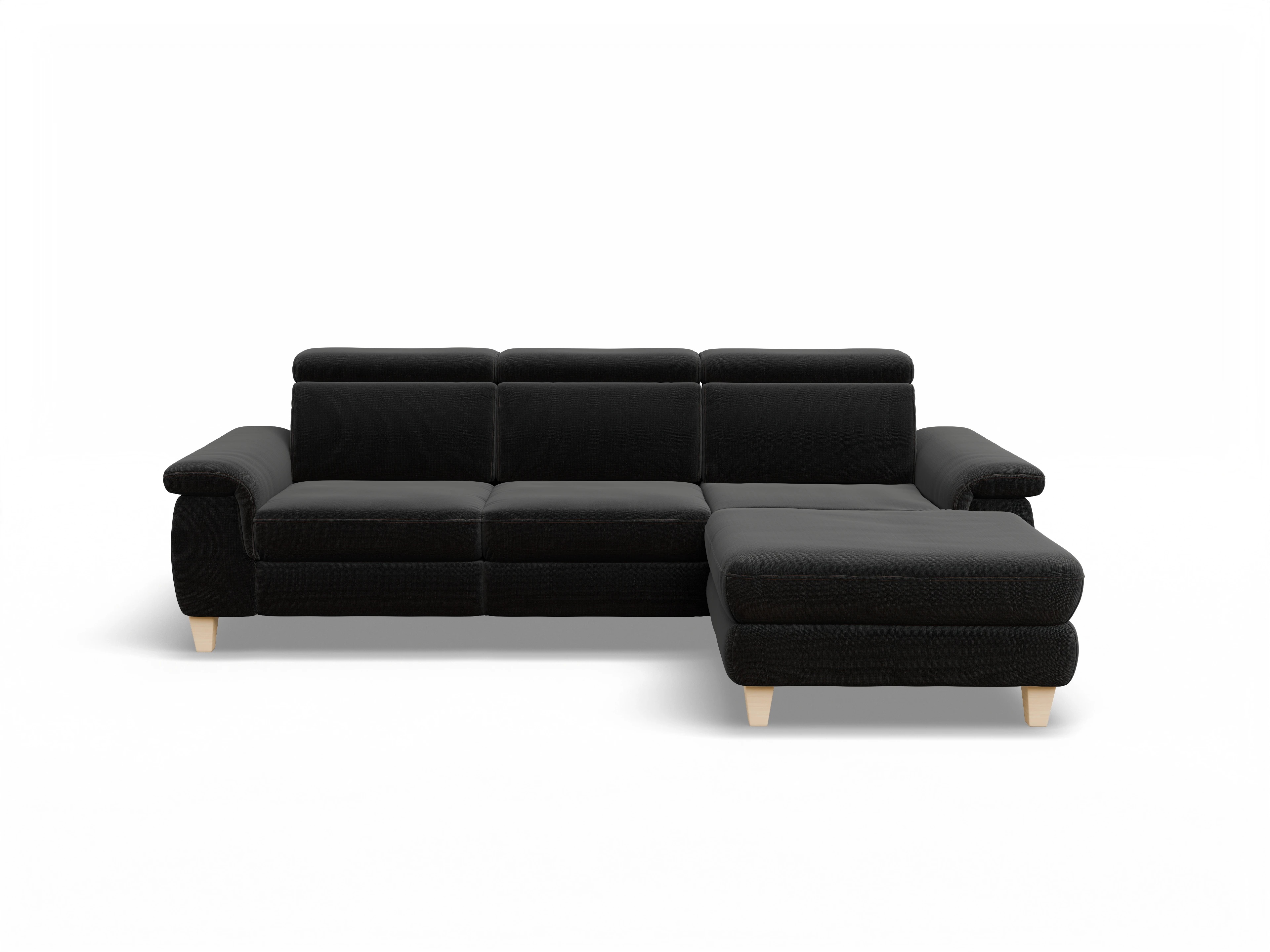 Ansicht des Produktes München Ecksofa rechts Abschluss offen in Stoff Schwarz