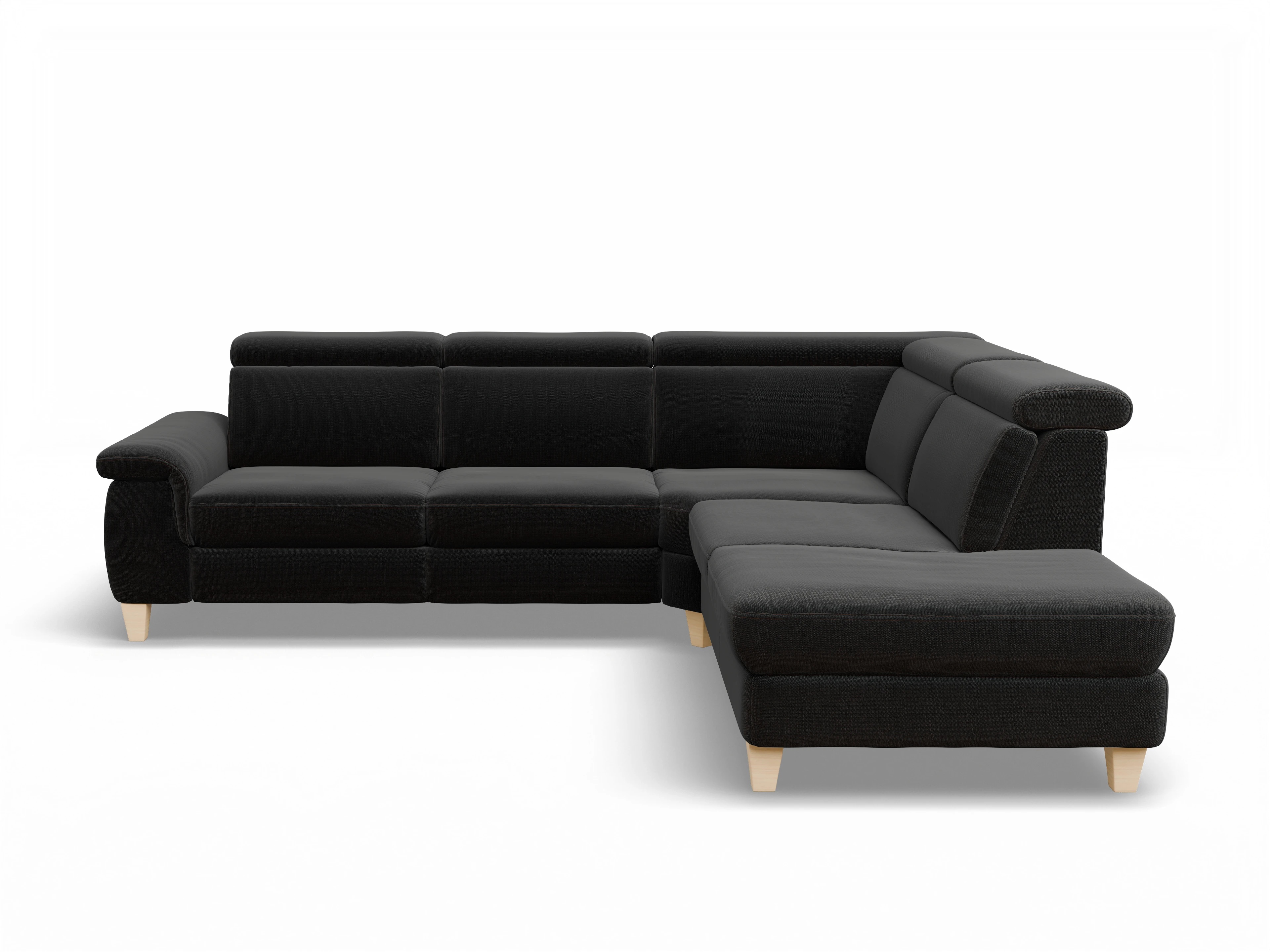 München 1Aho WE Small R Ansicht des Produktes München Ecksofa rechts Abschluss offen in Stoff Schwarz