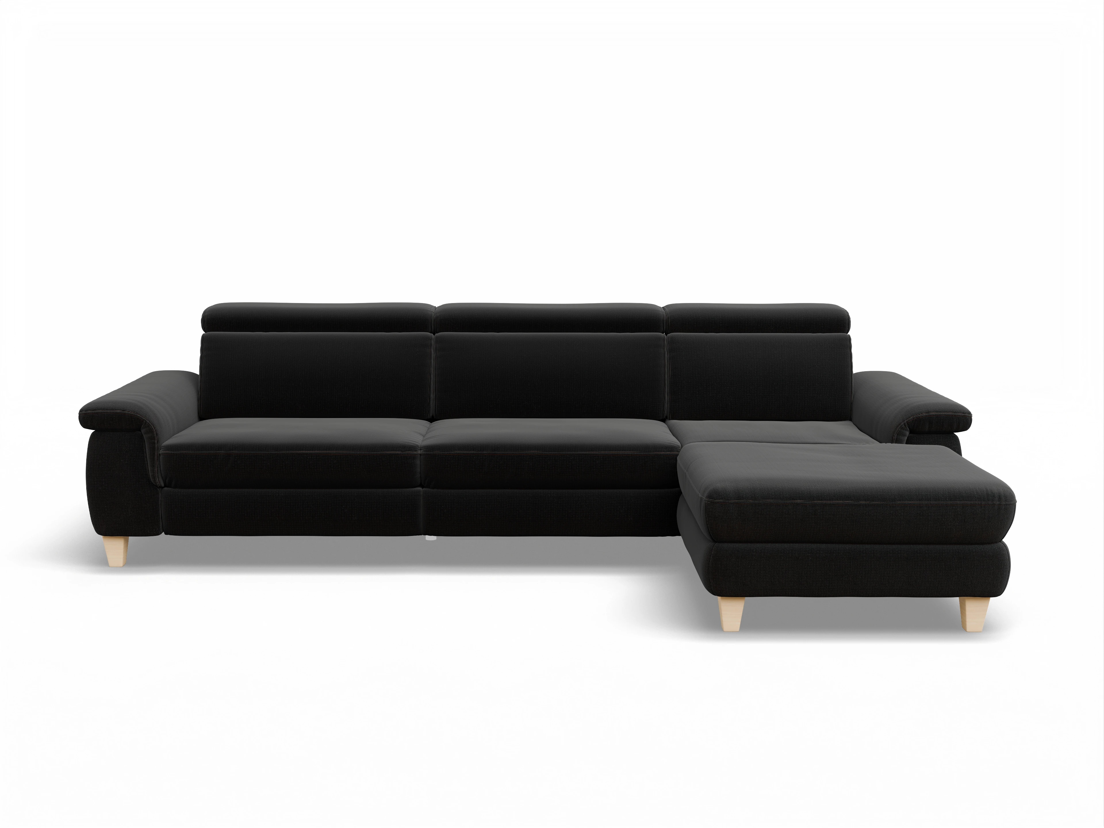 Ansicht des Produktes München Ecksofa rechts Abschluss offen in Stoff Schwarz