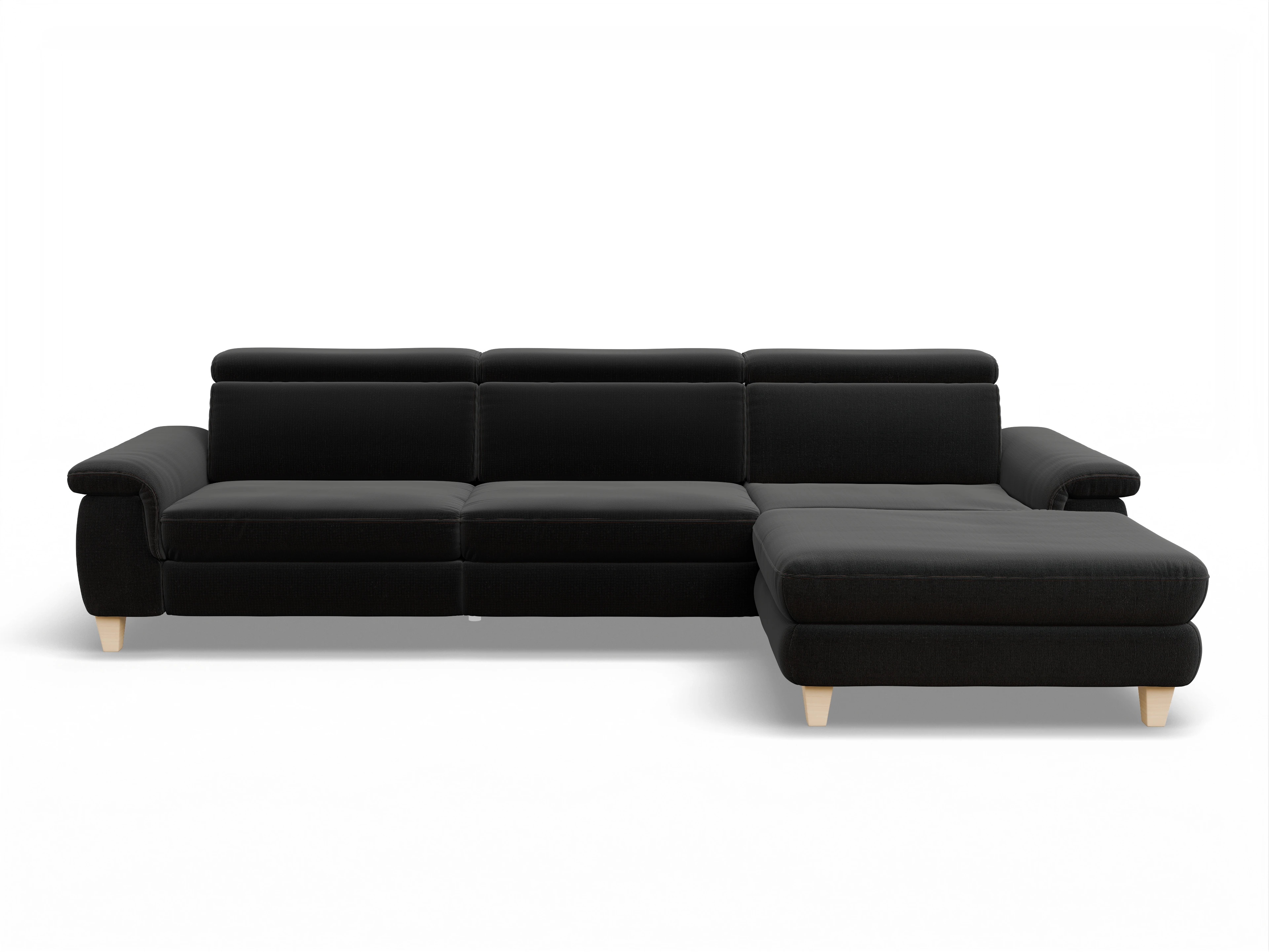 München LOgroß Large R Ansicht des Produktes München Ecksofa rechts Abschluss offen in Stoff Schwarz