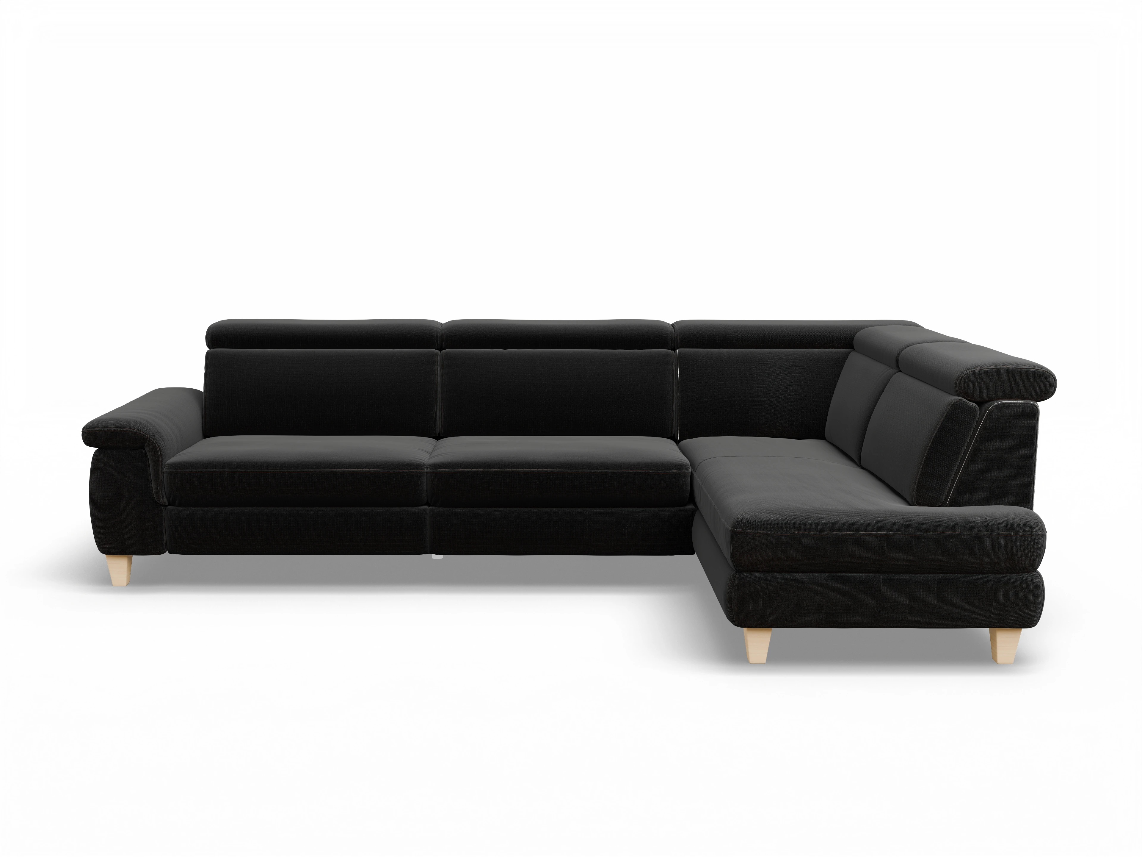 Ansicht des Produktes München Ecksofa rechts Abschluss offen in Stoff Schwarz