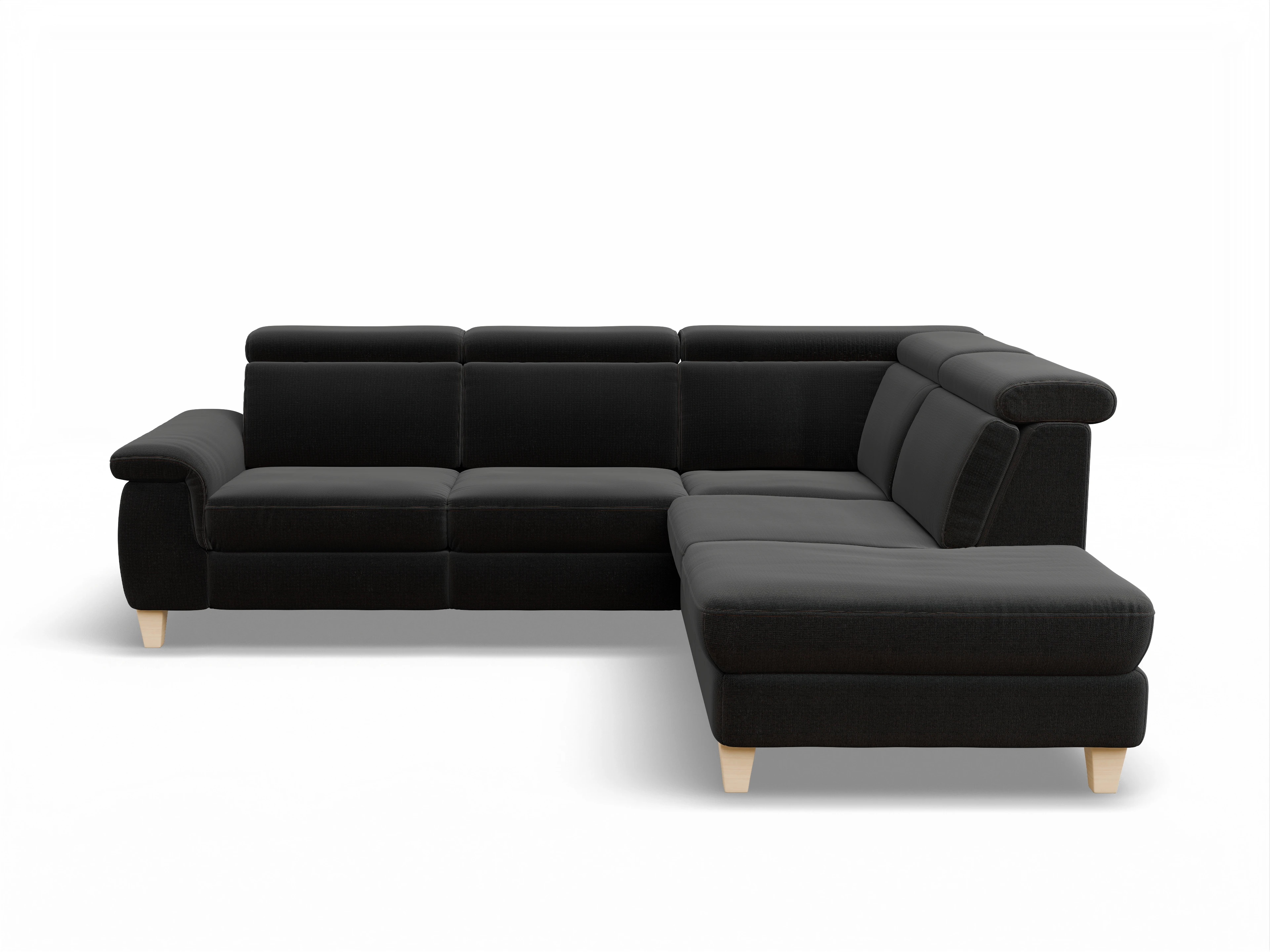 Ansicht des Produktes München Ecksofa rechts Abschluss offen in Stoff Schwarz