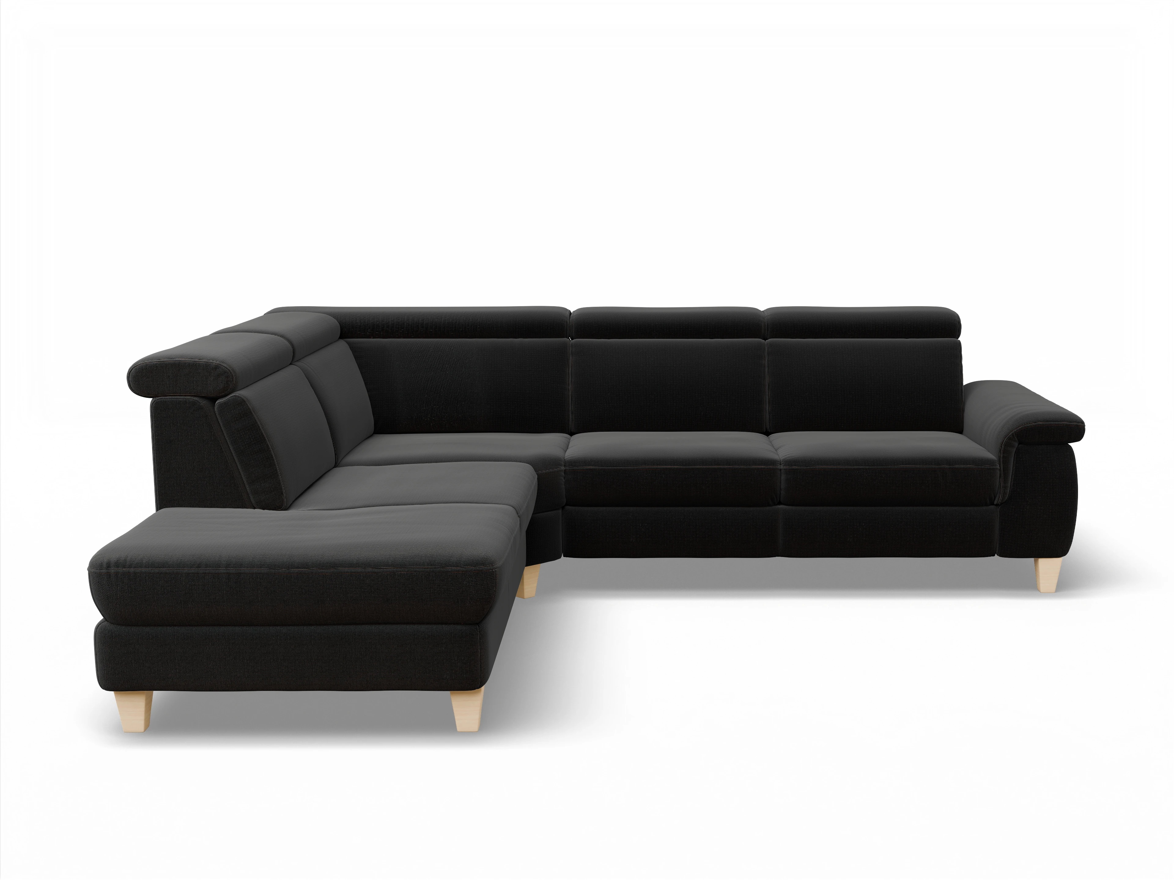 München 1Aho WE Small L Ansicht des Produktes München Ecksofa links Abschluss offen in Stoff Schwarz