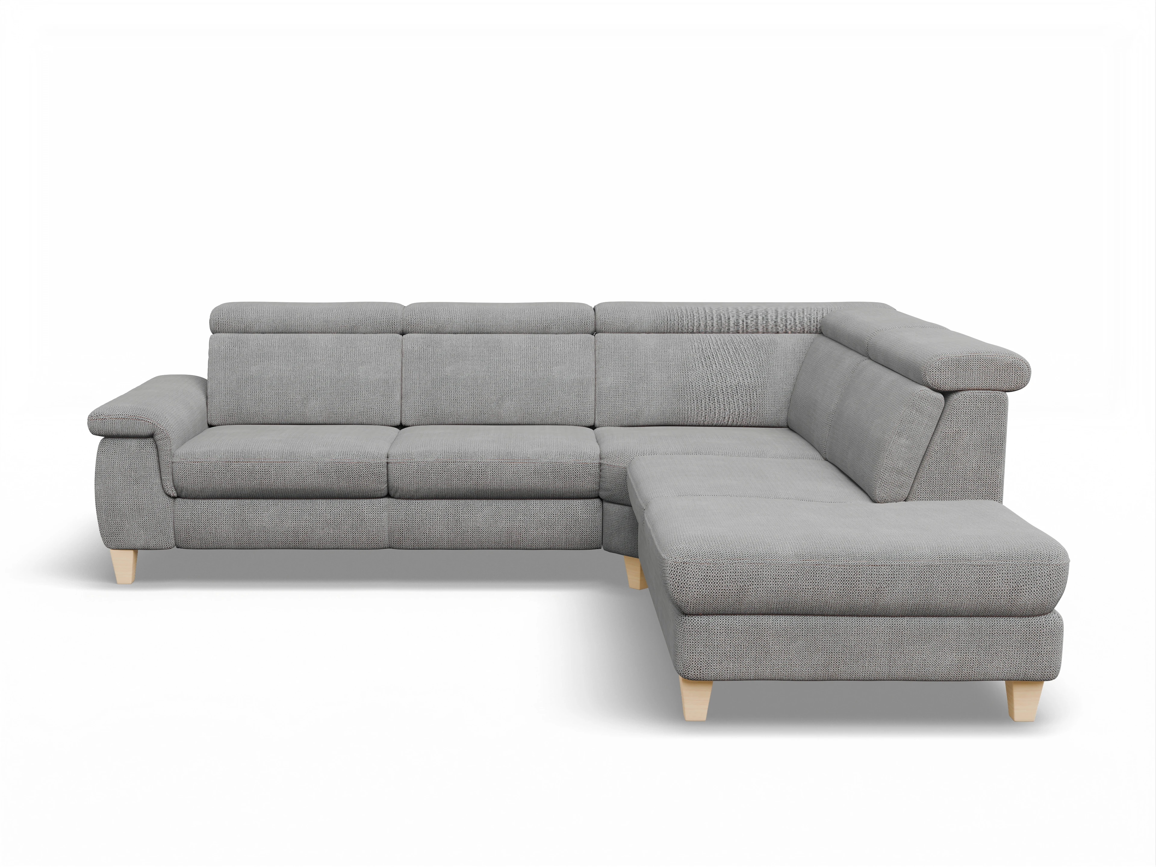 Ansicht des Produktes München Ecksofa rechts Abschluss offen in Stoff Grau