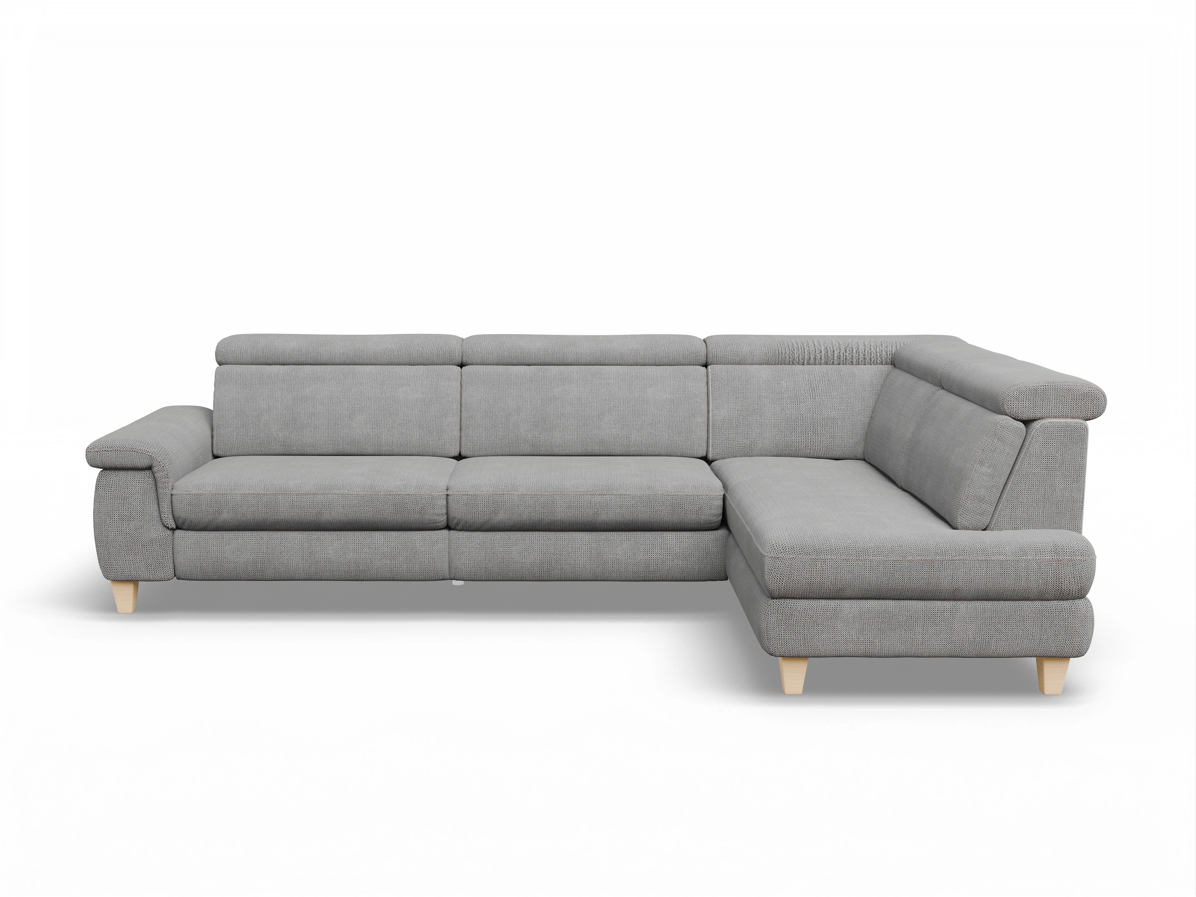 Ansicht des Produktes München Ecksofa rechts Abschluss offen in Stoff Grau