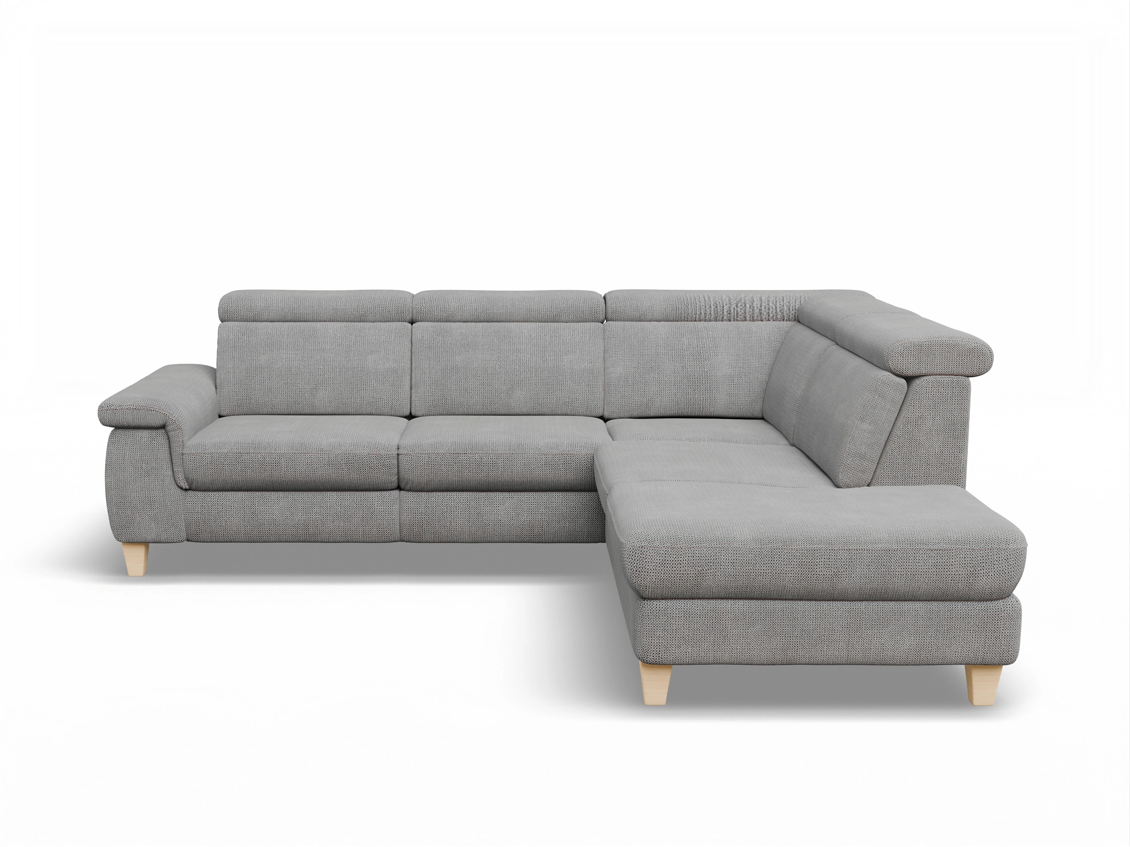 Ansicht des Produktes München Ecksofa rechts Abschluss offen in Stoff Grau