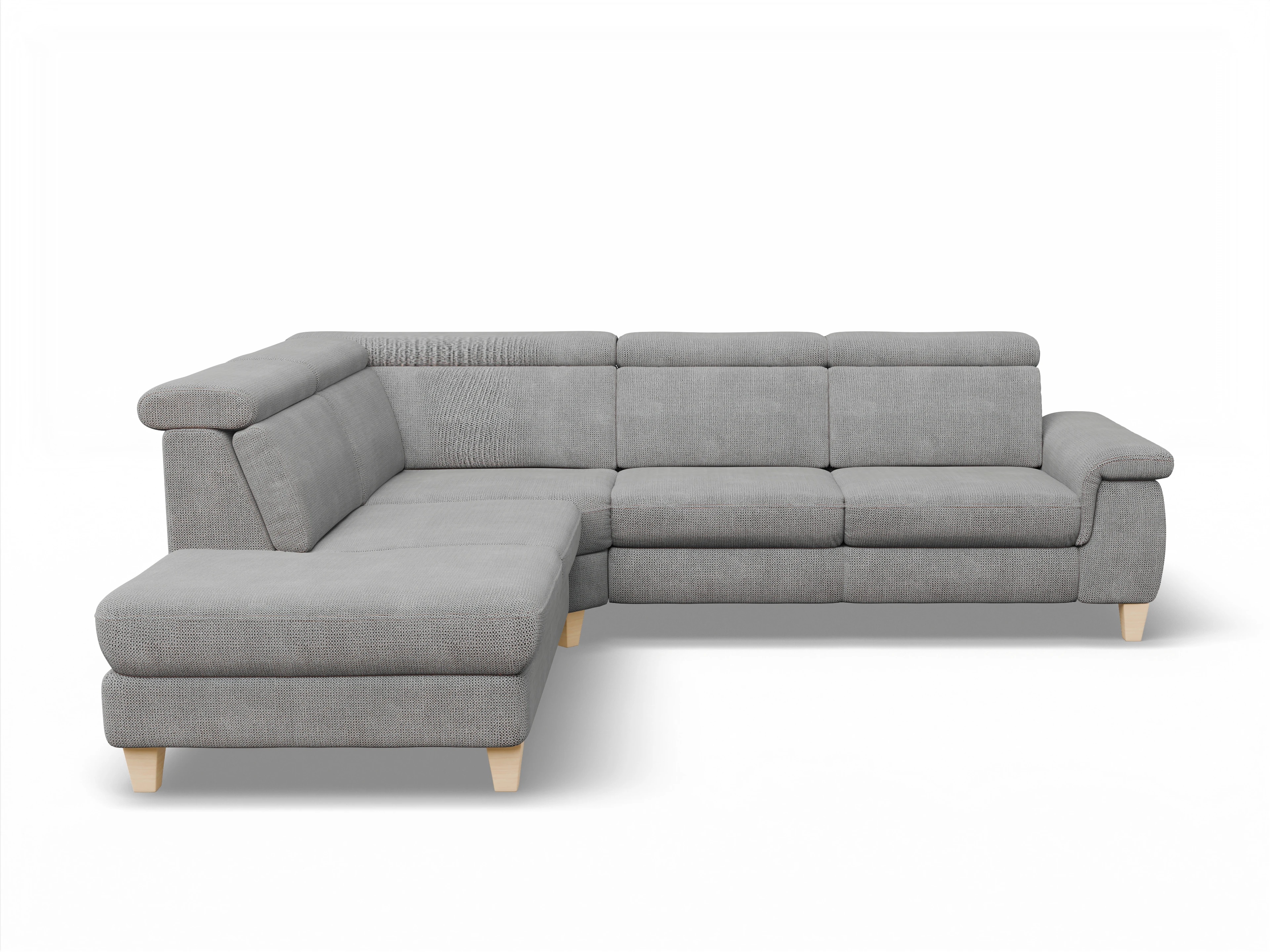 Ansicht des Produktes München Ecksofa links Abschluss offen in Stoff Grau