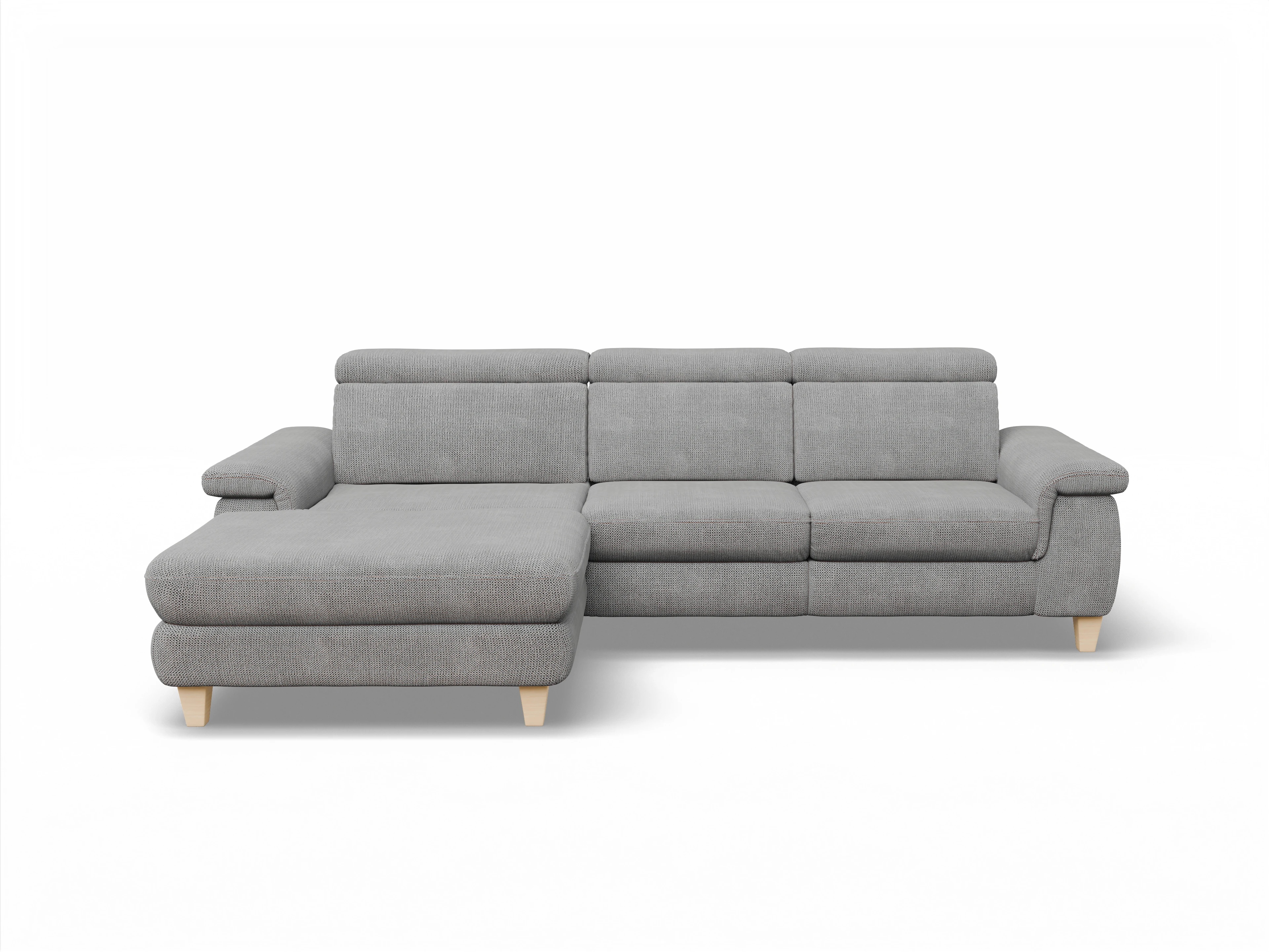 München LOgroß Medium L Ansicht des Produktes München Ecksofa links Abschluss offen in Stoff Grau