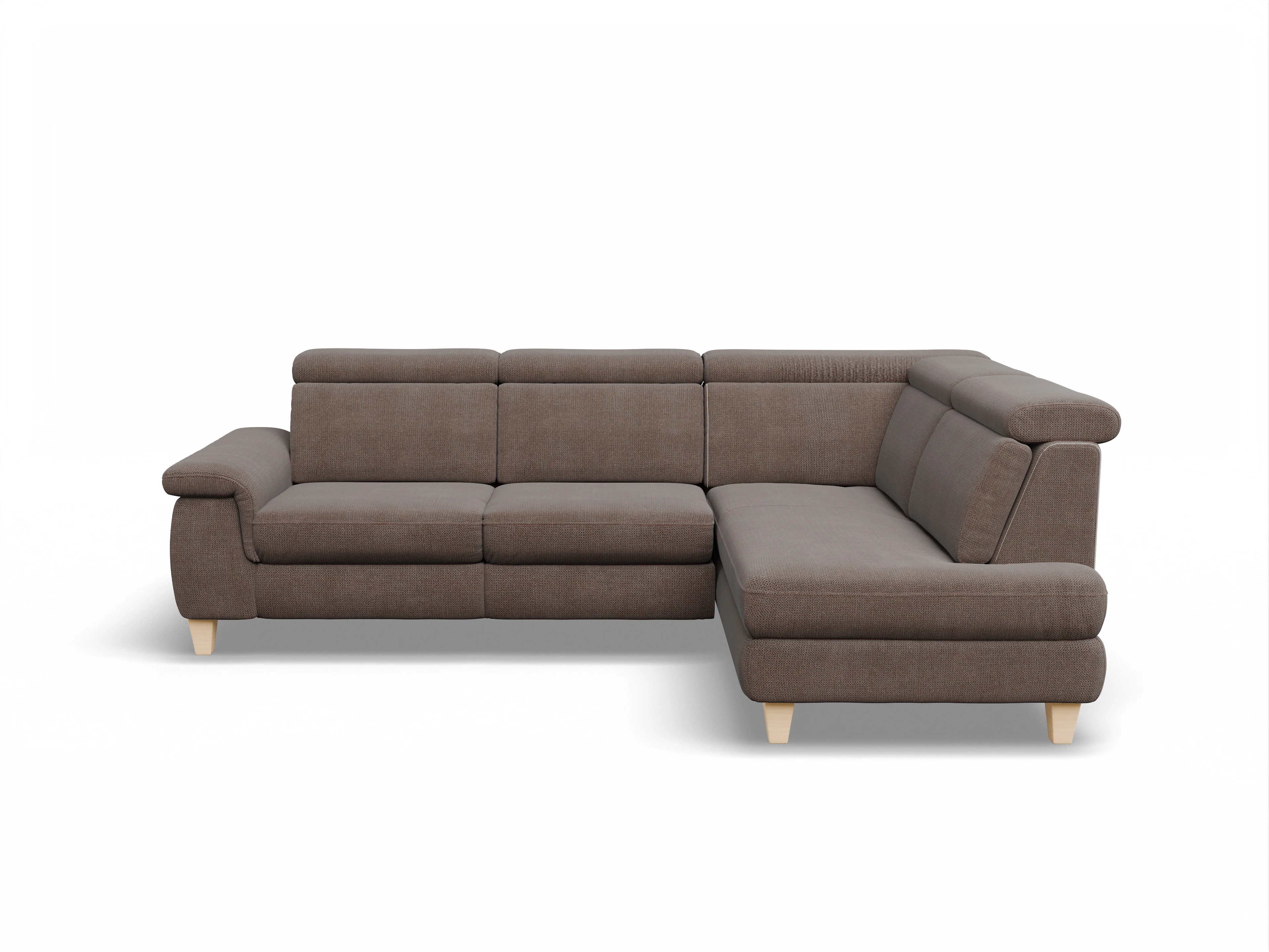 Ansicht des Produktes München Ecksofa rechts Abschluss offen in Stoff Braun