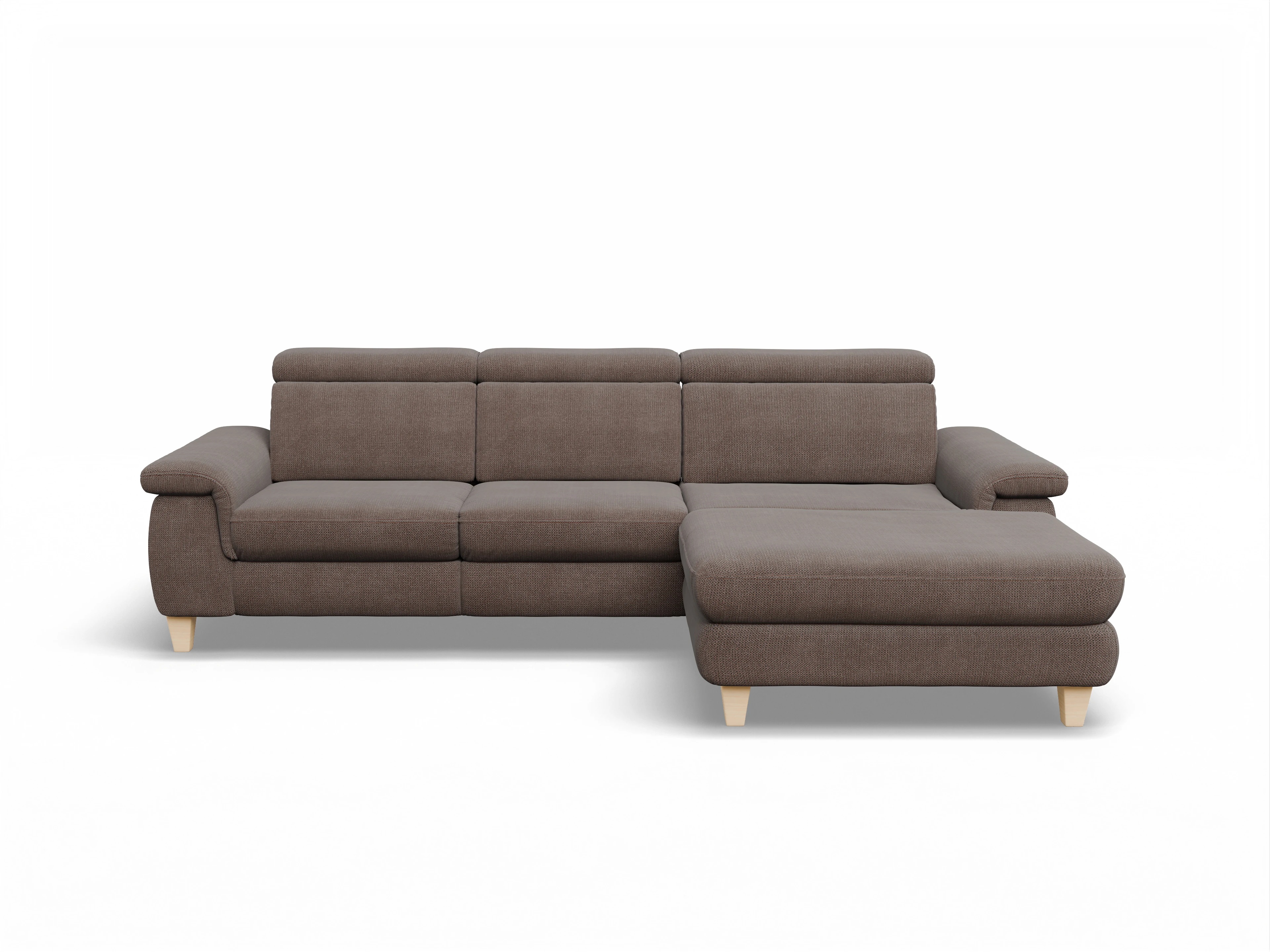 Ansicht des Produktes München Ecksofa rechts Abschluss offen in Stoff Braun
