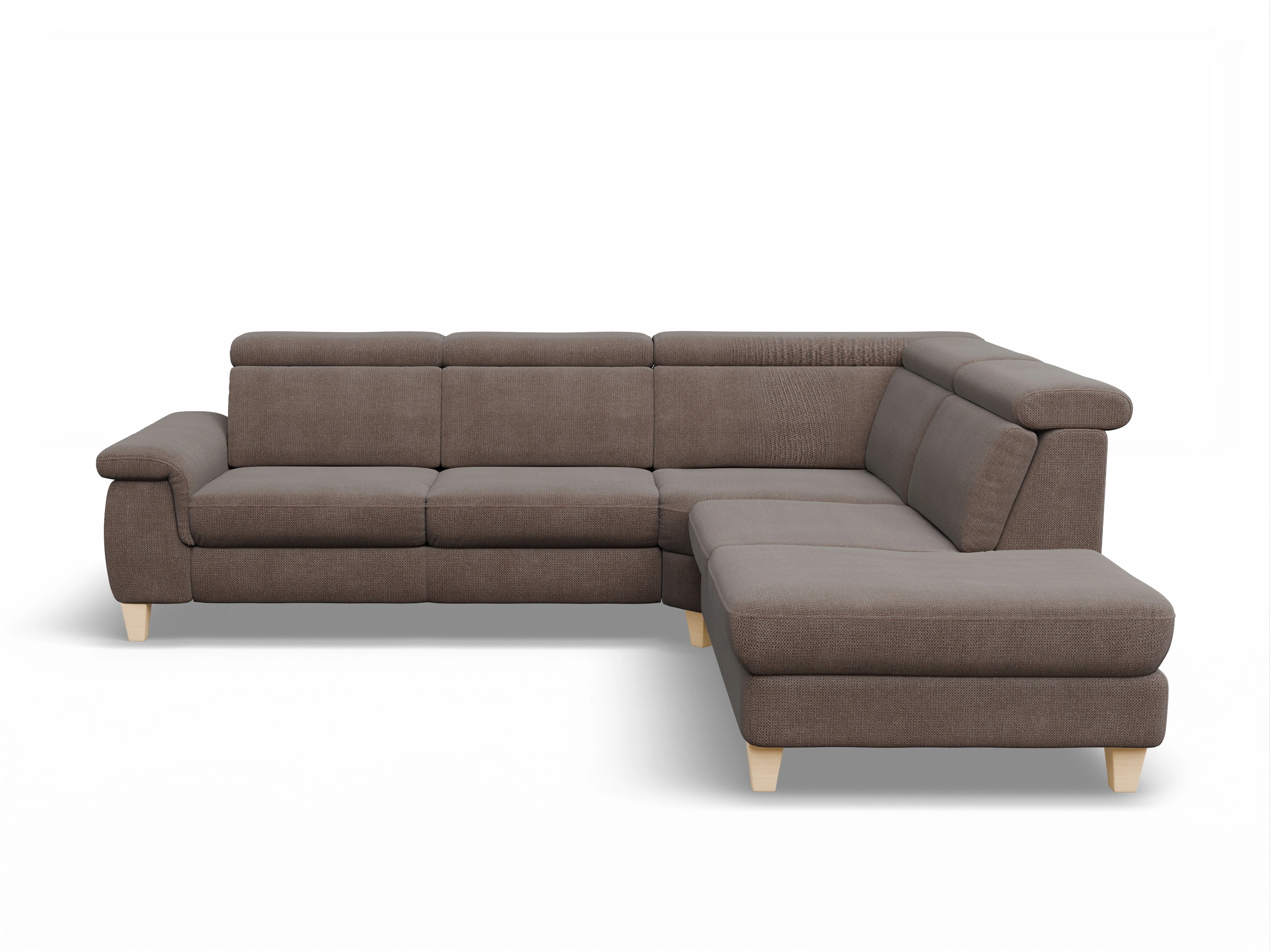 München 1Aho WE Small R Ansicht des Produktes München Ecksofa rechts Abschluss offen in Stoff Braun