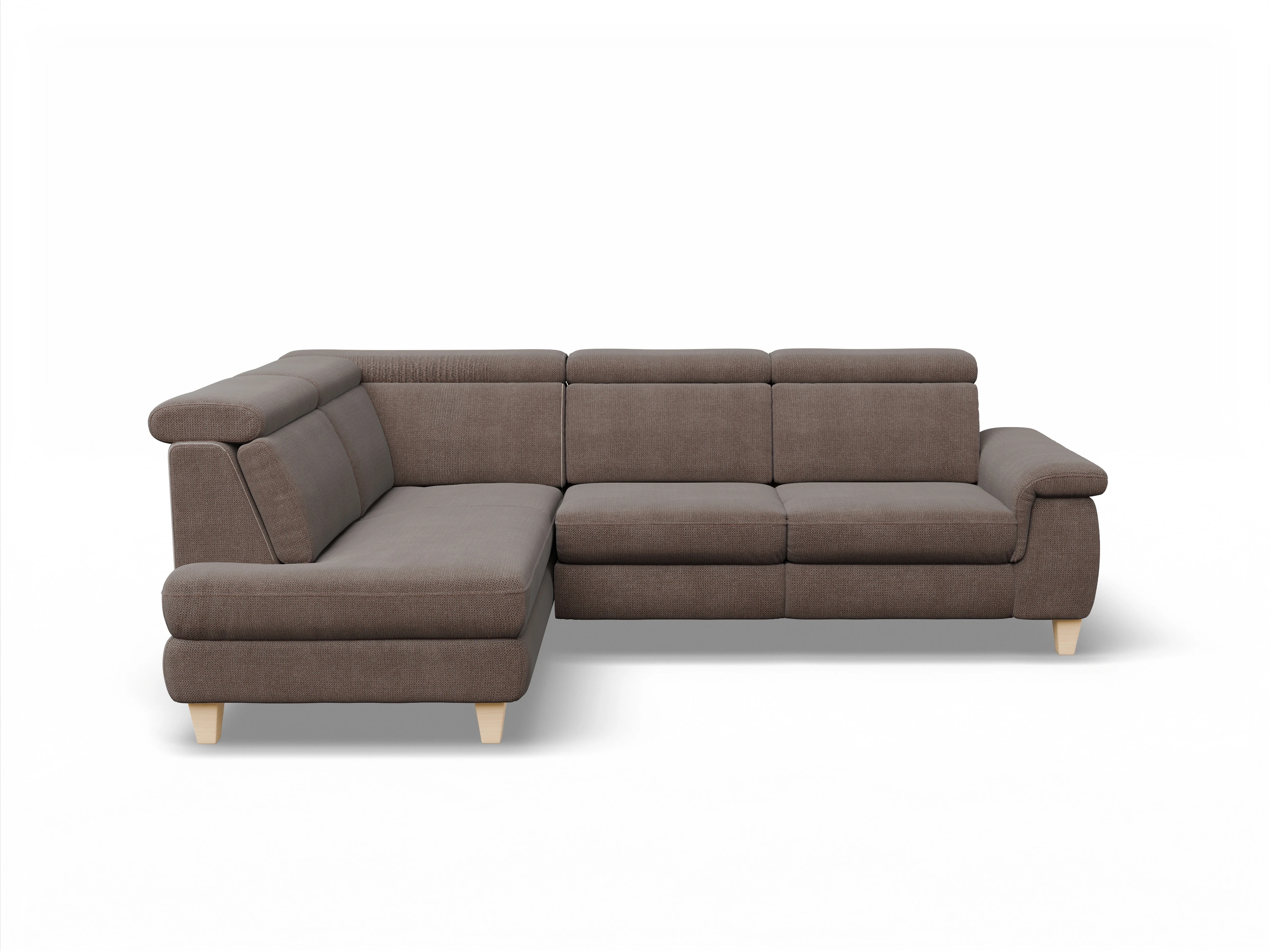 Ansicht des Produktes München Ecksofa links Abschluss offen in Stoff Braun