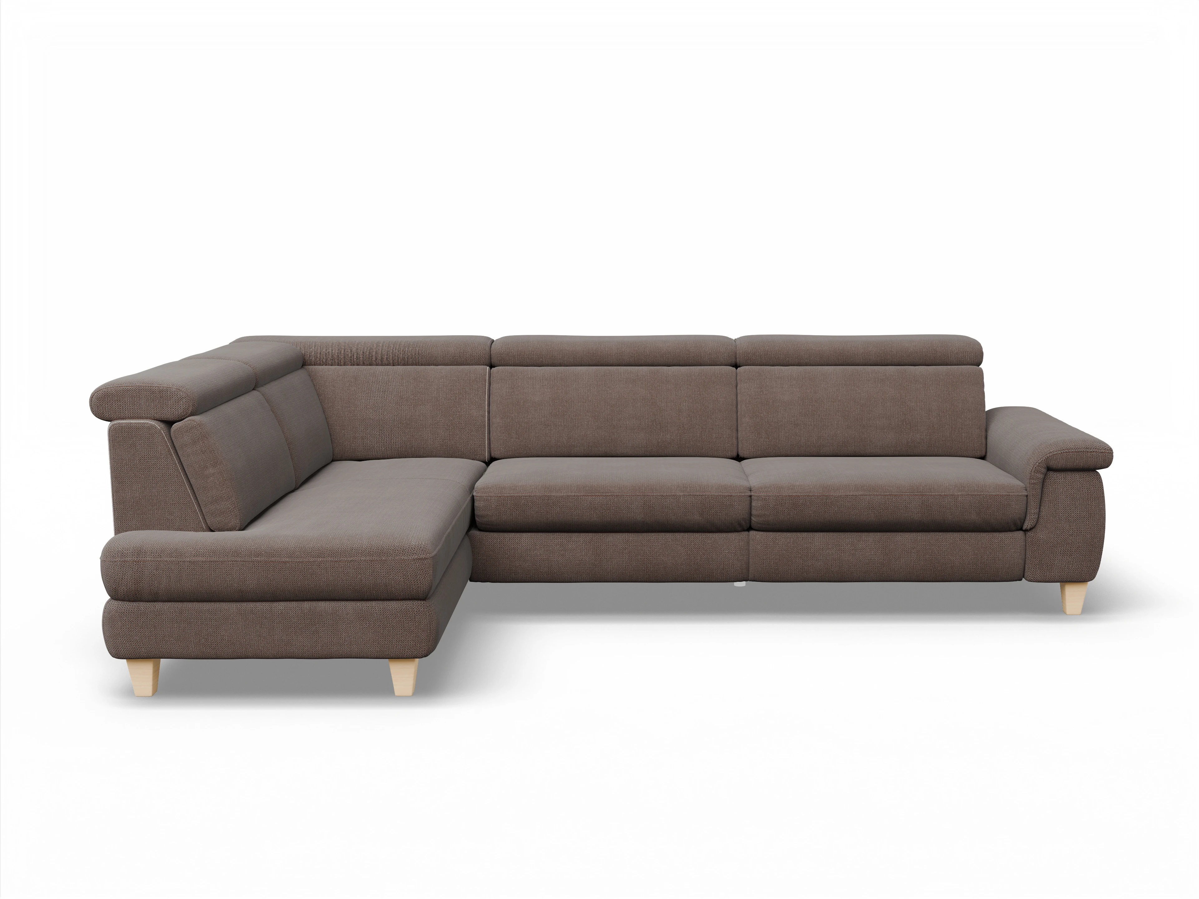 München KO Large L Ansicht des Produktes München Ecksofa links Abschluss offen in Stoff Braun