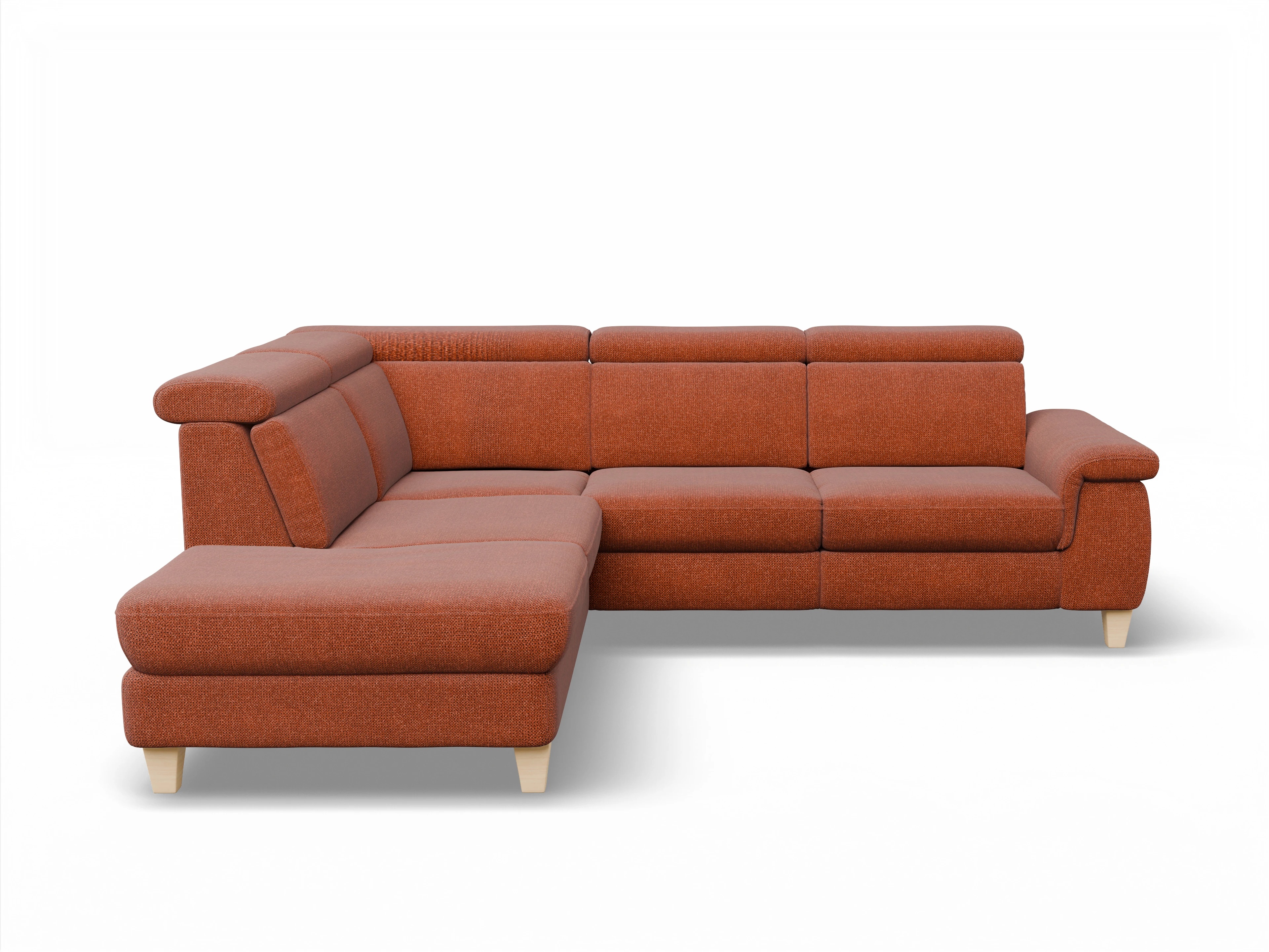 Ansicht des Produktes München Ecksofa links mit Armlehne in Stoff Rot