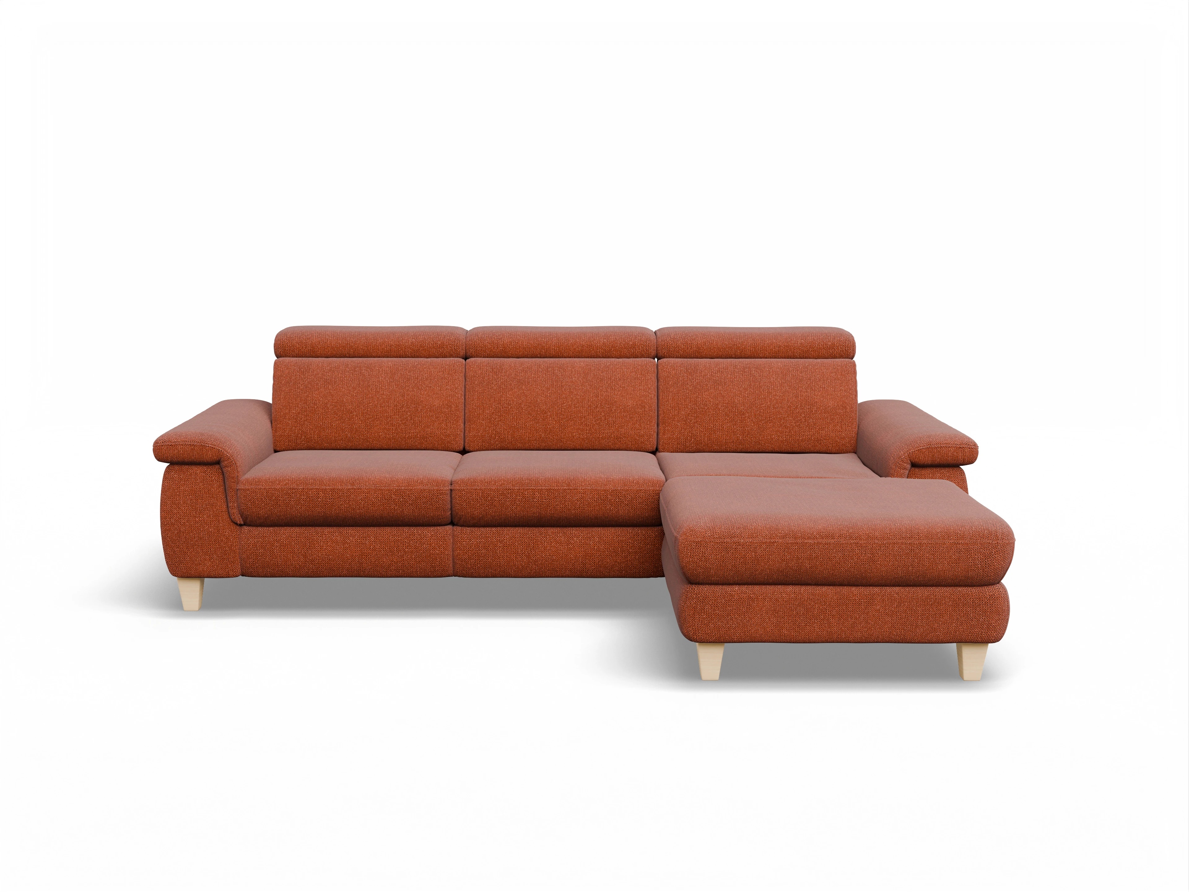 Ansicht des Produktes München Ecksofa rechts Abschluss offen in Stoff Rot
